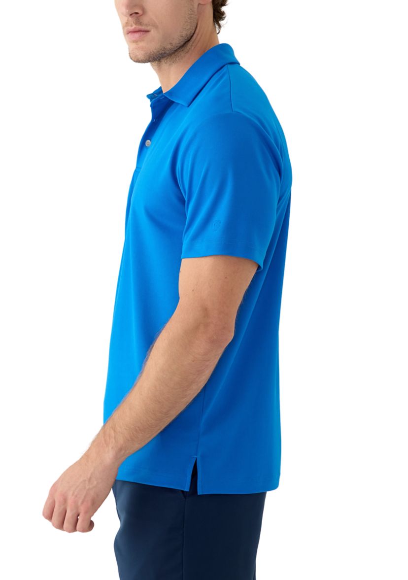Mens Short Sleeve Performance Micro Mesh Textured Polo Shirt