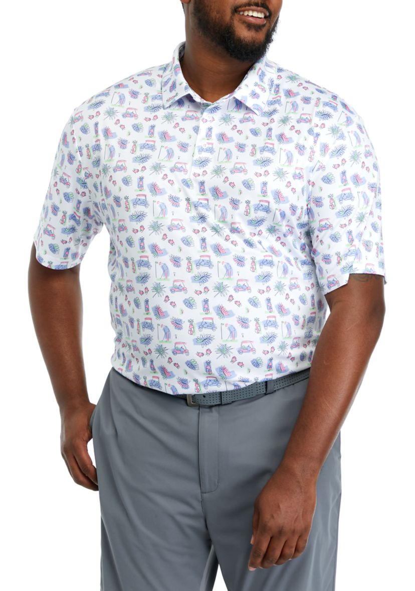 Big & Tall Short Sleeve Golf Conversational Print Polo Shirt