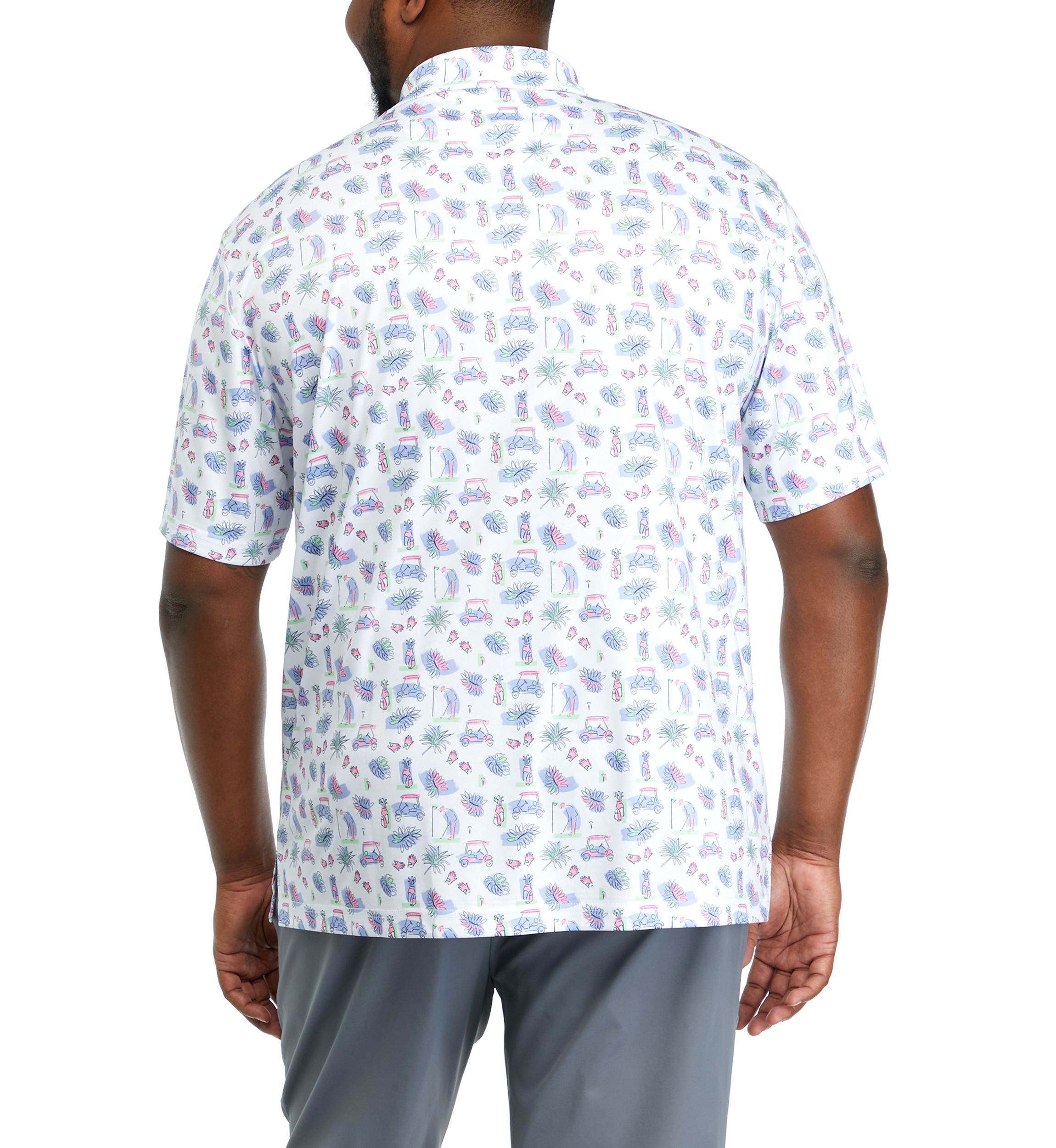 Big & Tall Short Sleeve Golf Conversational Print Polo Shirt