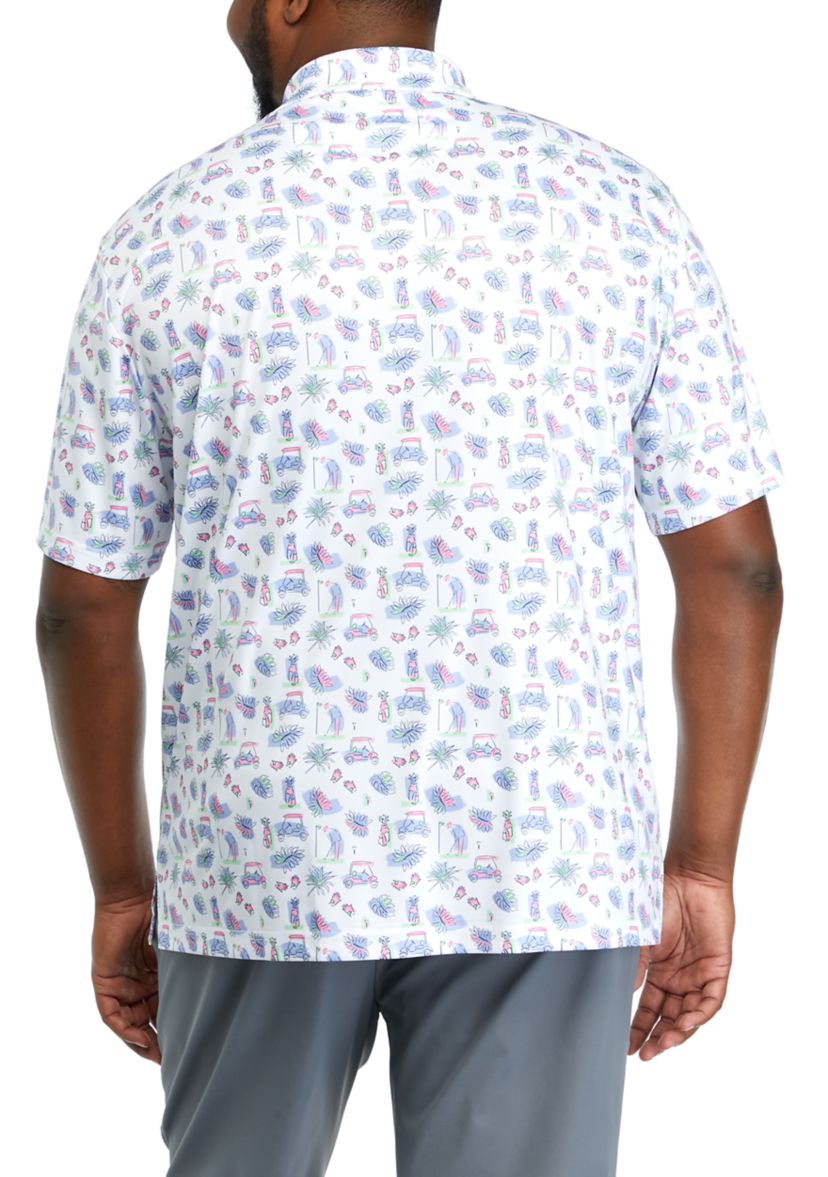 Big & Tall Short Sleeve Golf Conversational Print Polo Shirt