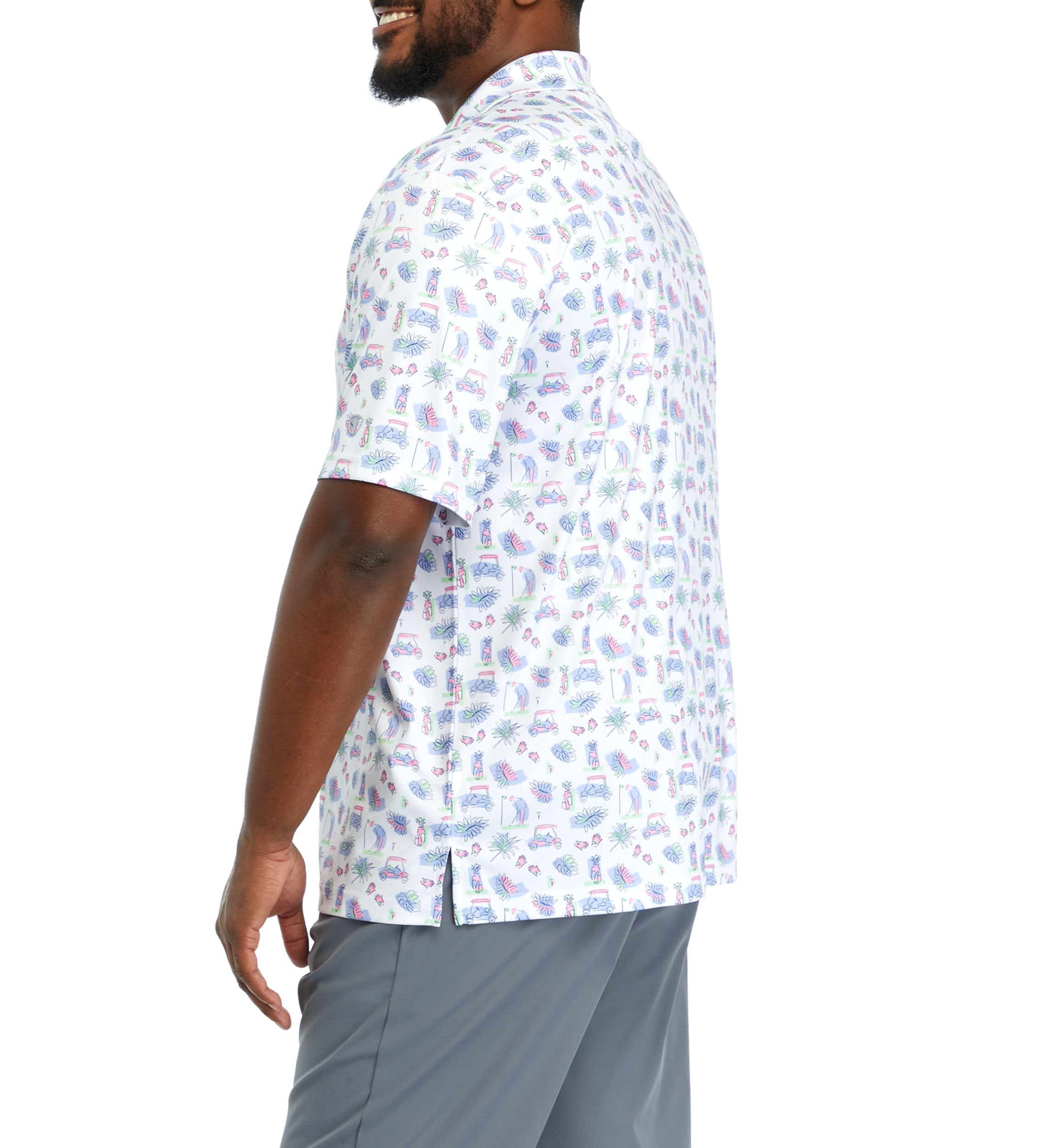 Big & Tall Short Sleeve Golf Conversational Print Polo Shirt