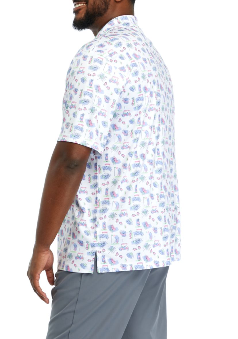 Big & Tall Short Sleeve Golf Conversational Print Polo Shirt