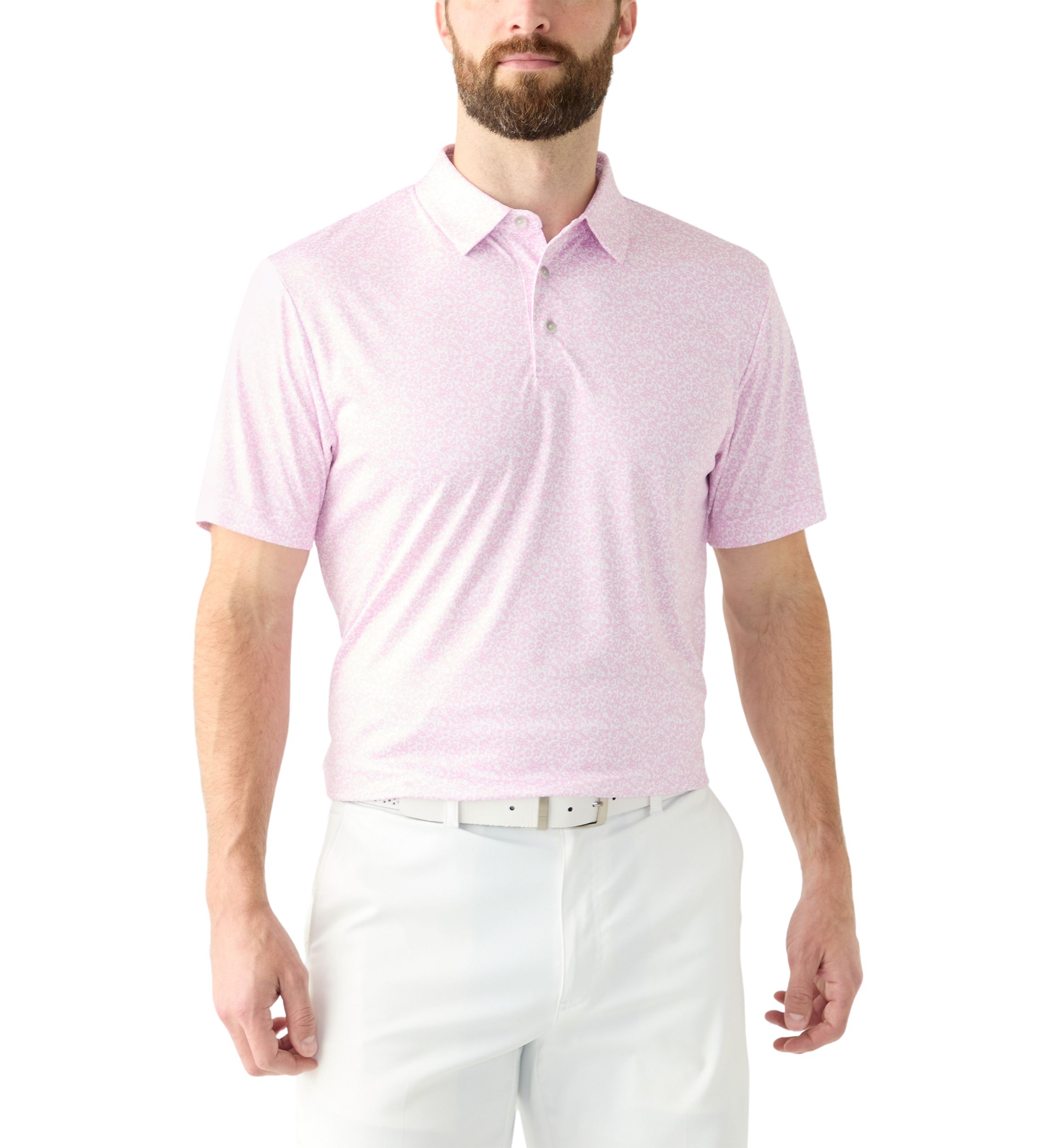 Mens Short Sleeve Floral Printed Polo Shirt