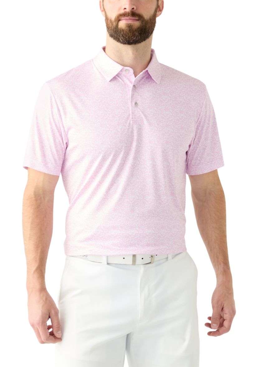Mens Short Sleeve Floral Printed Polo Shirt