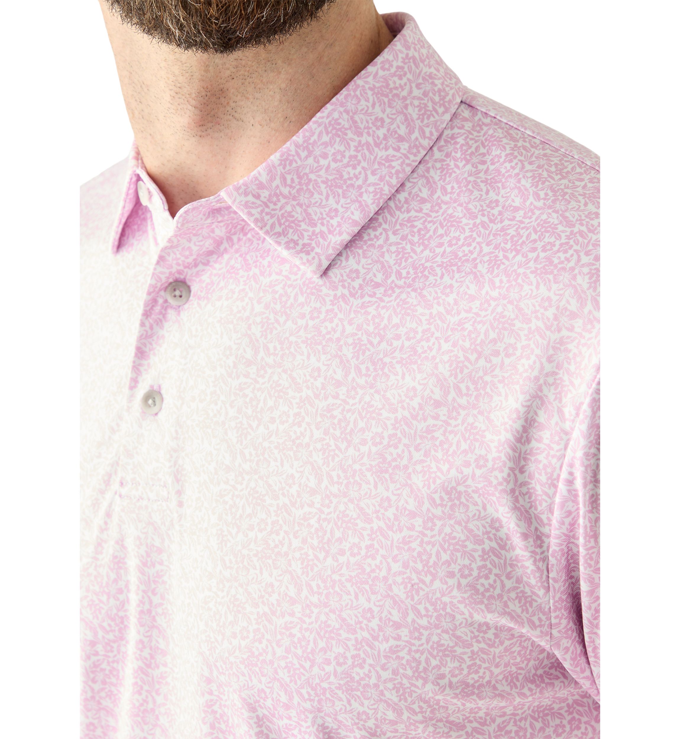 Mens Short Sleeve Floral Printed Polo Shirt