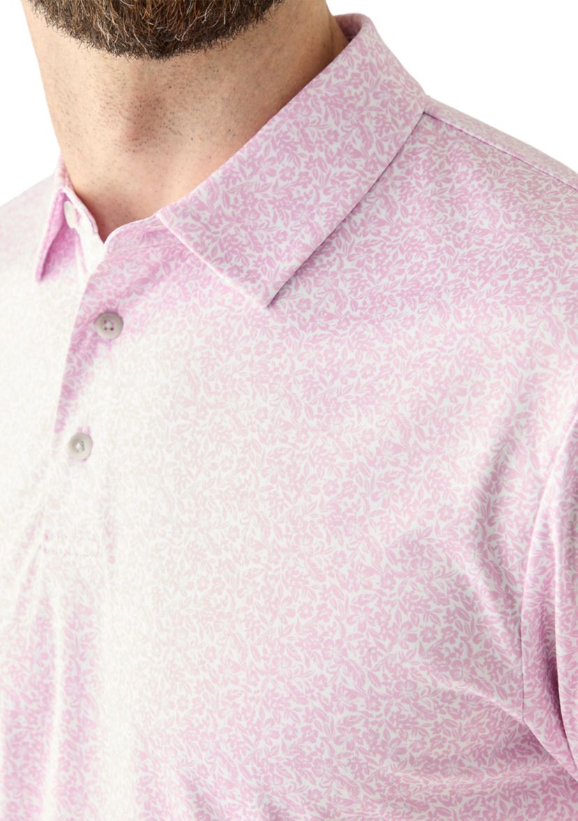 Mens Short Sleeve Floral Printed Polo Shirt