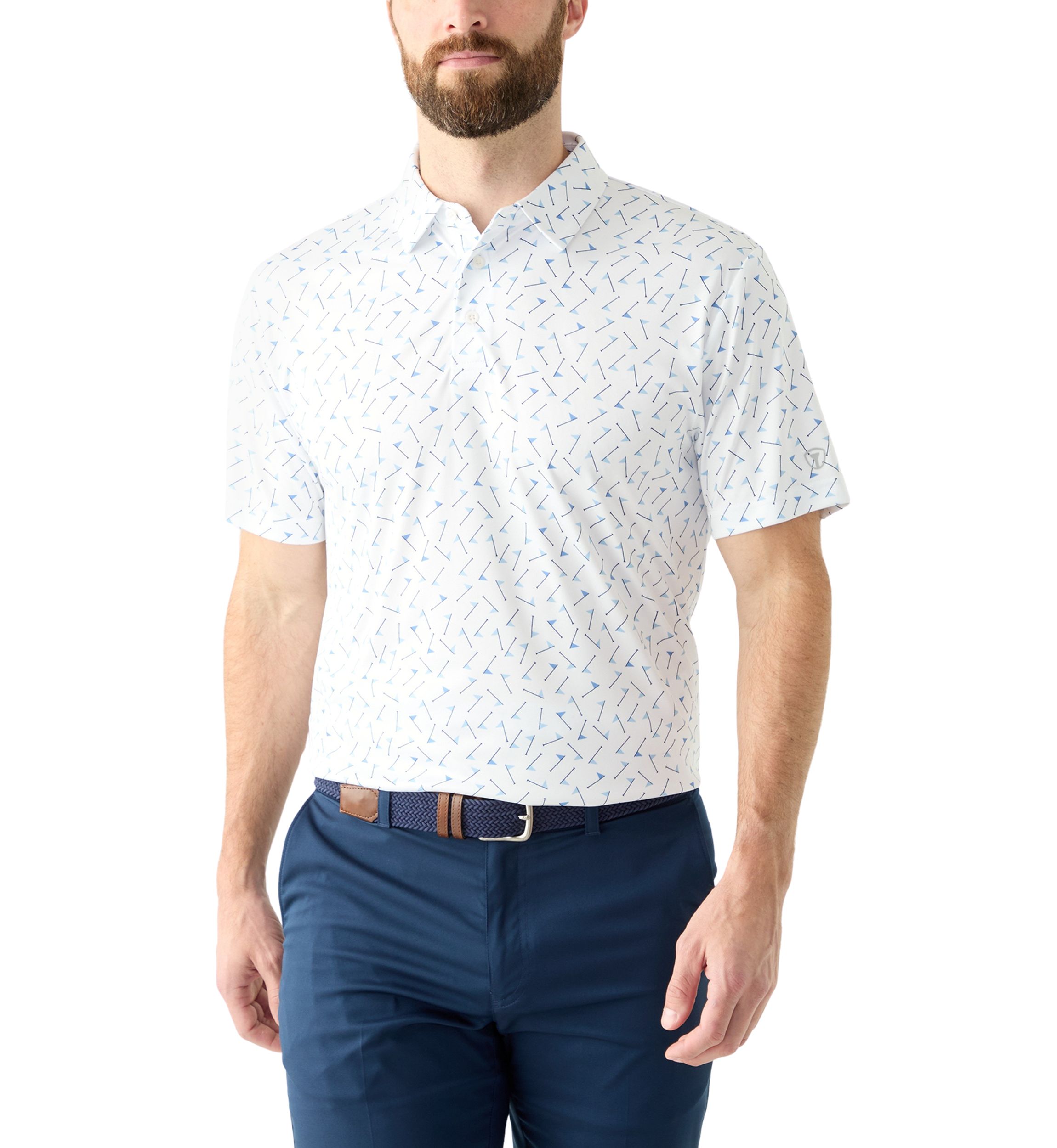 Mens Short Sleeve Multicolor Flag Printed Polo Shirt