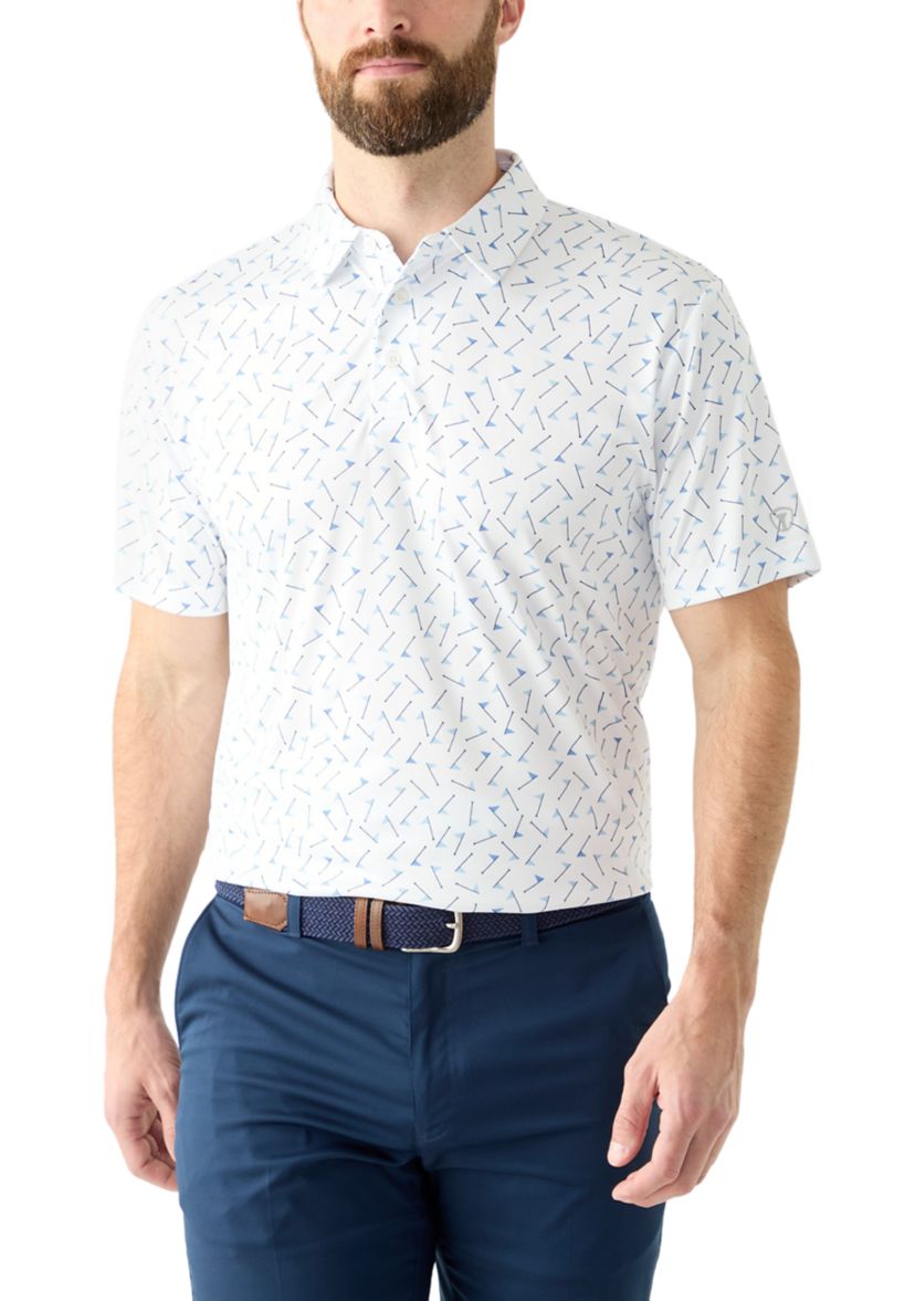 Mens Short Sleeve Multicolor Flag Printed Polo Shirt