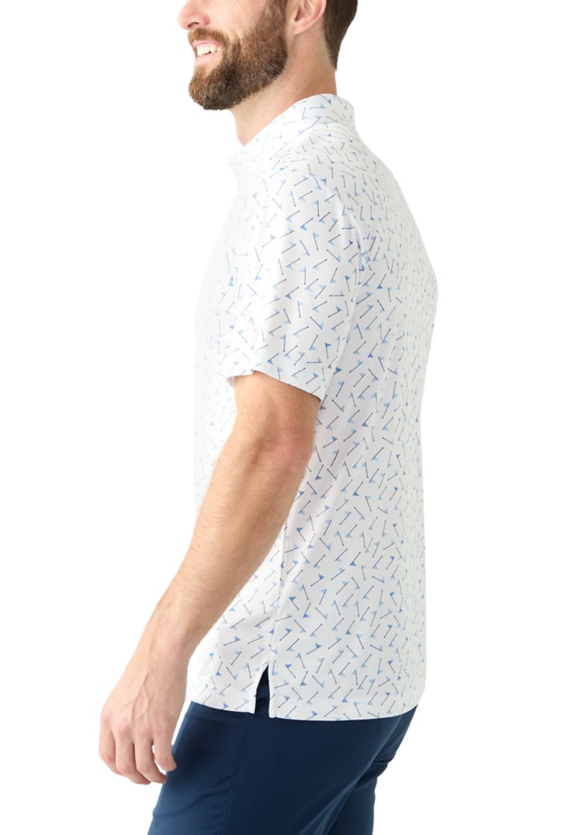 Mens Short Sleeve Multicolor Flag Printed Polo Shirt