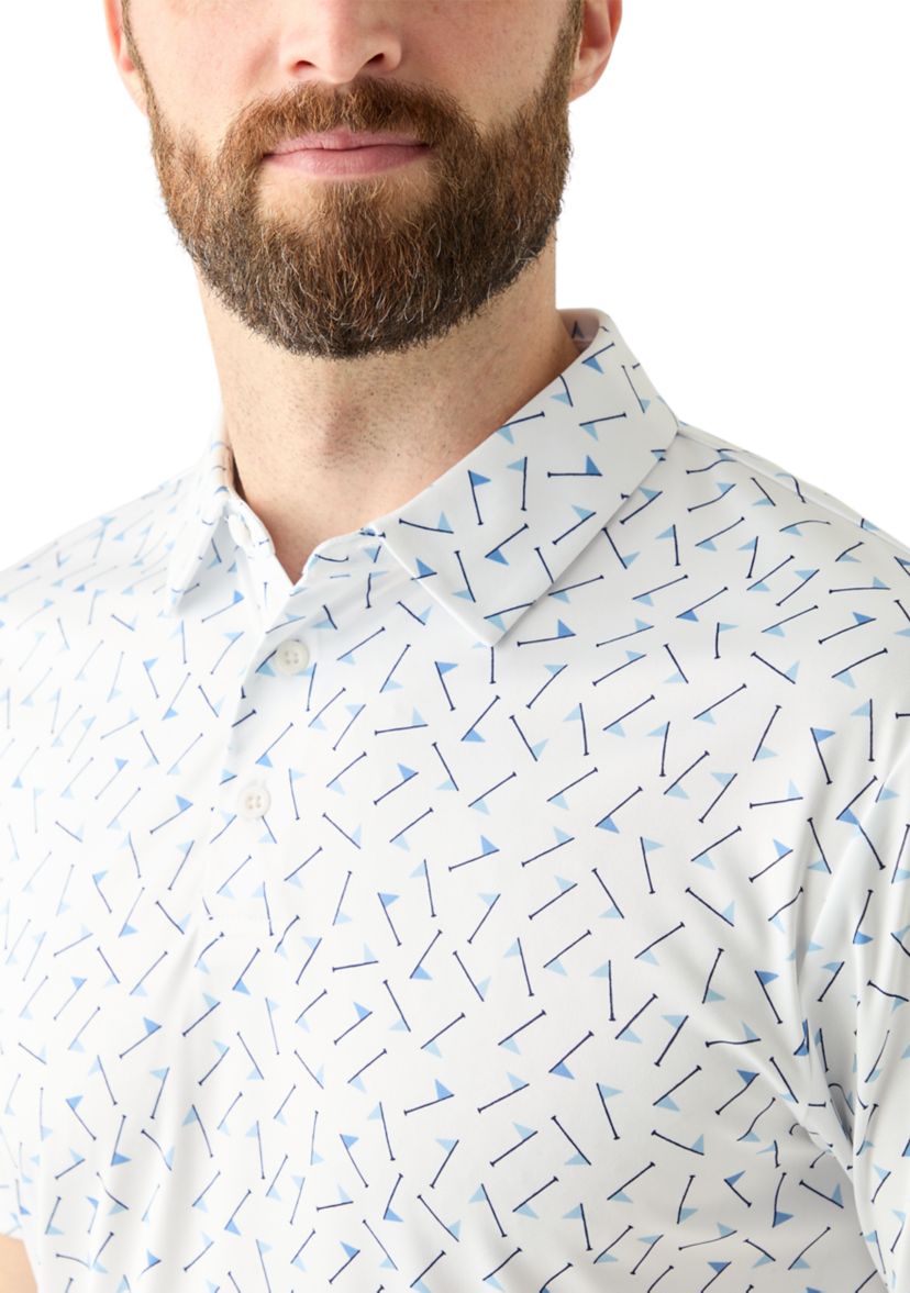 Mens Short Sleeve Multicolor Flag Printed Polo Shirt