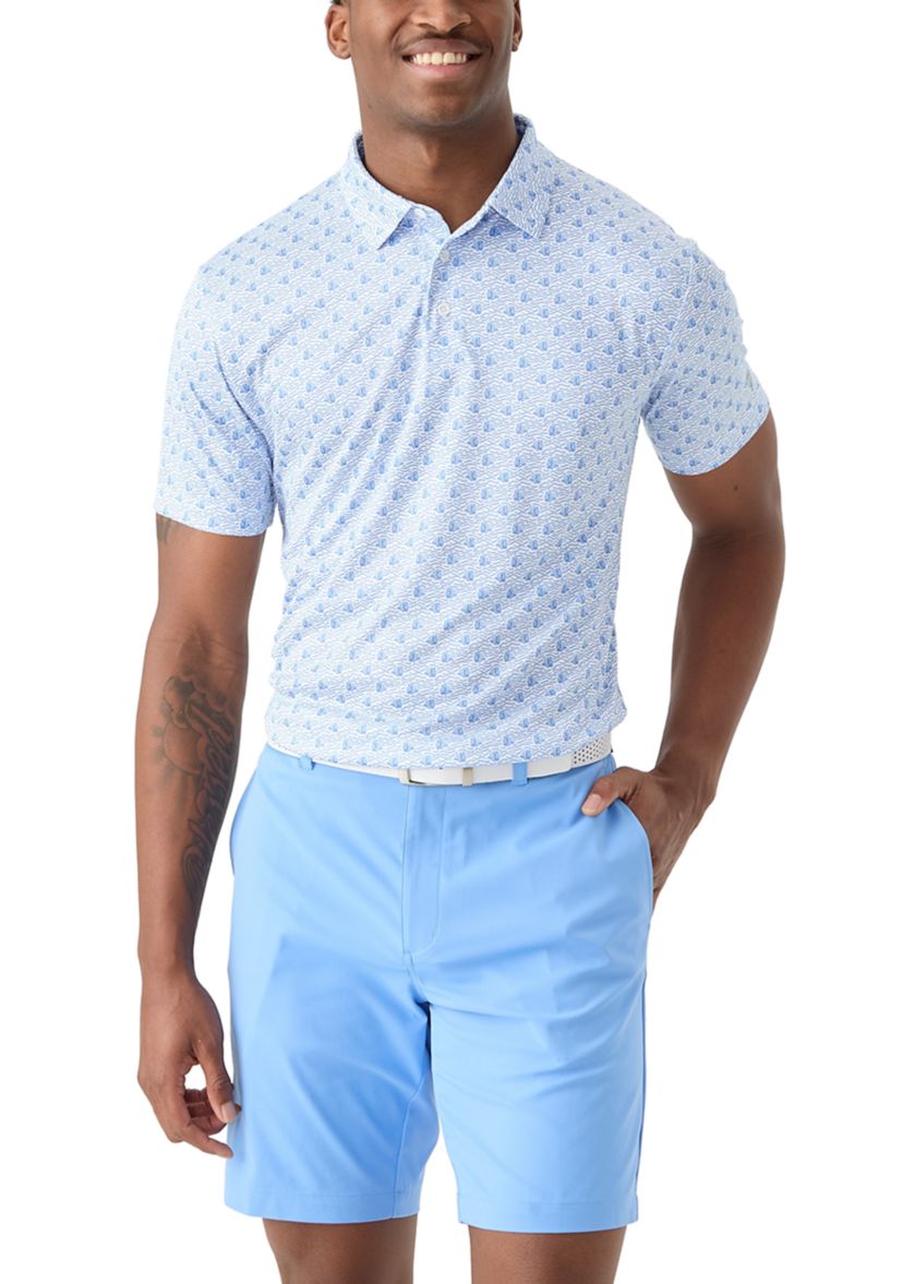 Mens Short Sleeve Angler Fish Print Polo Shirt