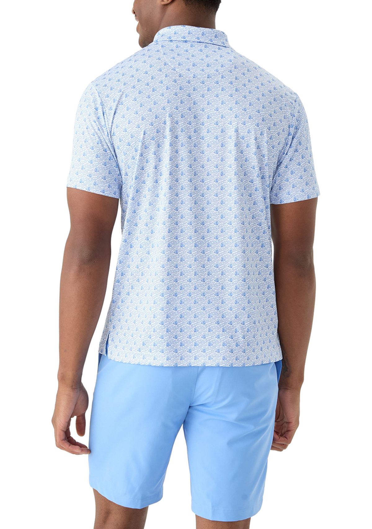 Mens Short Sleeve Angler Fish Print Polo Shirt