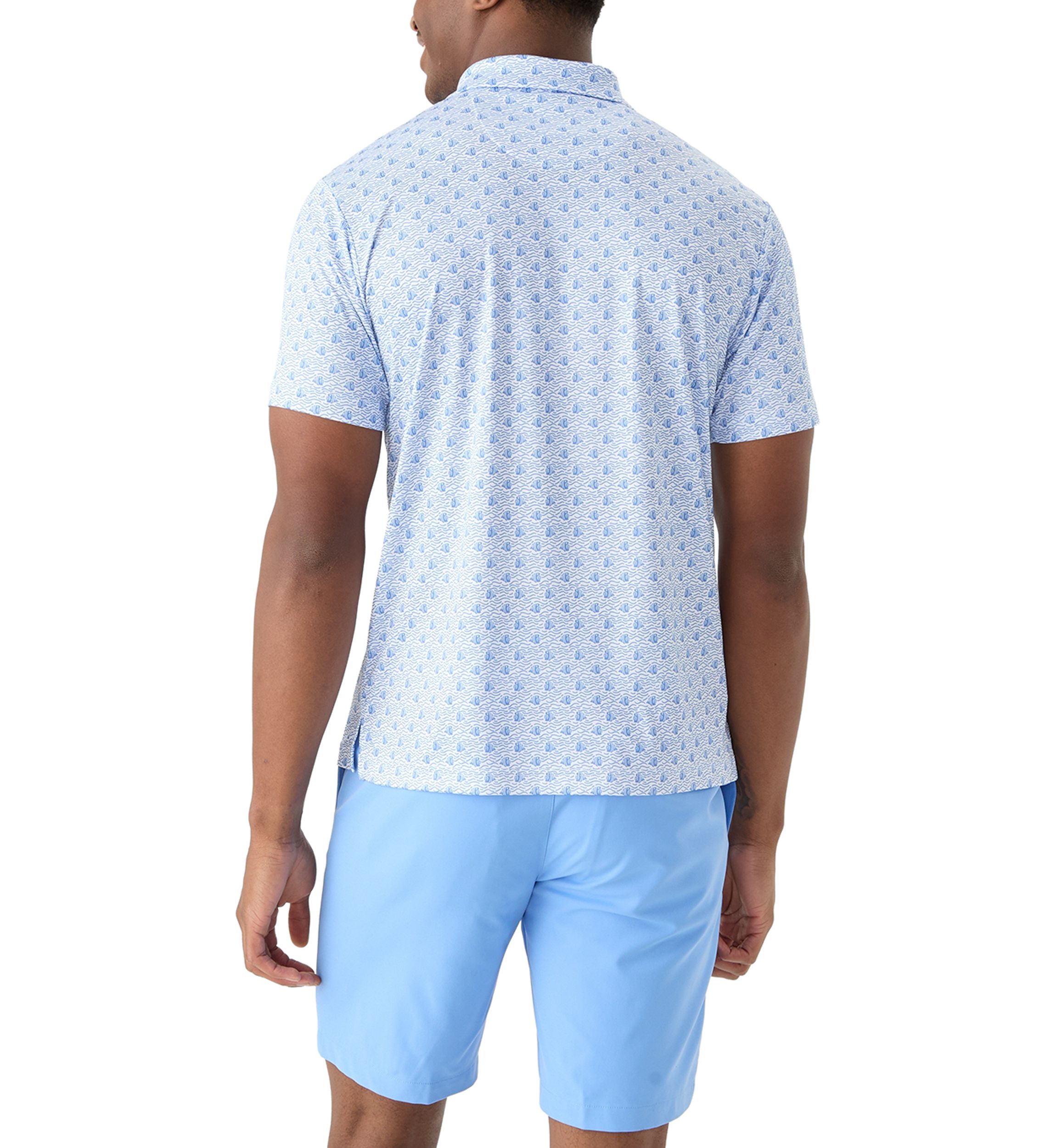 Mens Short Sleeve Angler Fish Print Polo Shirt