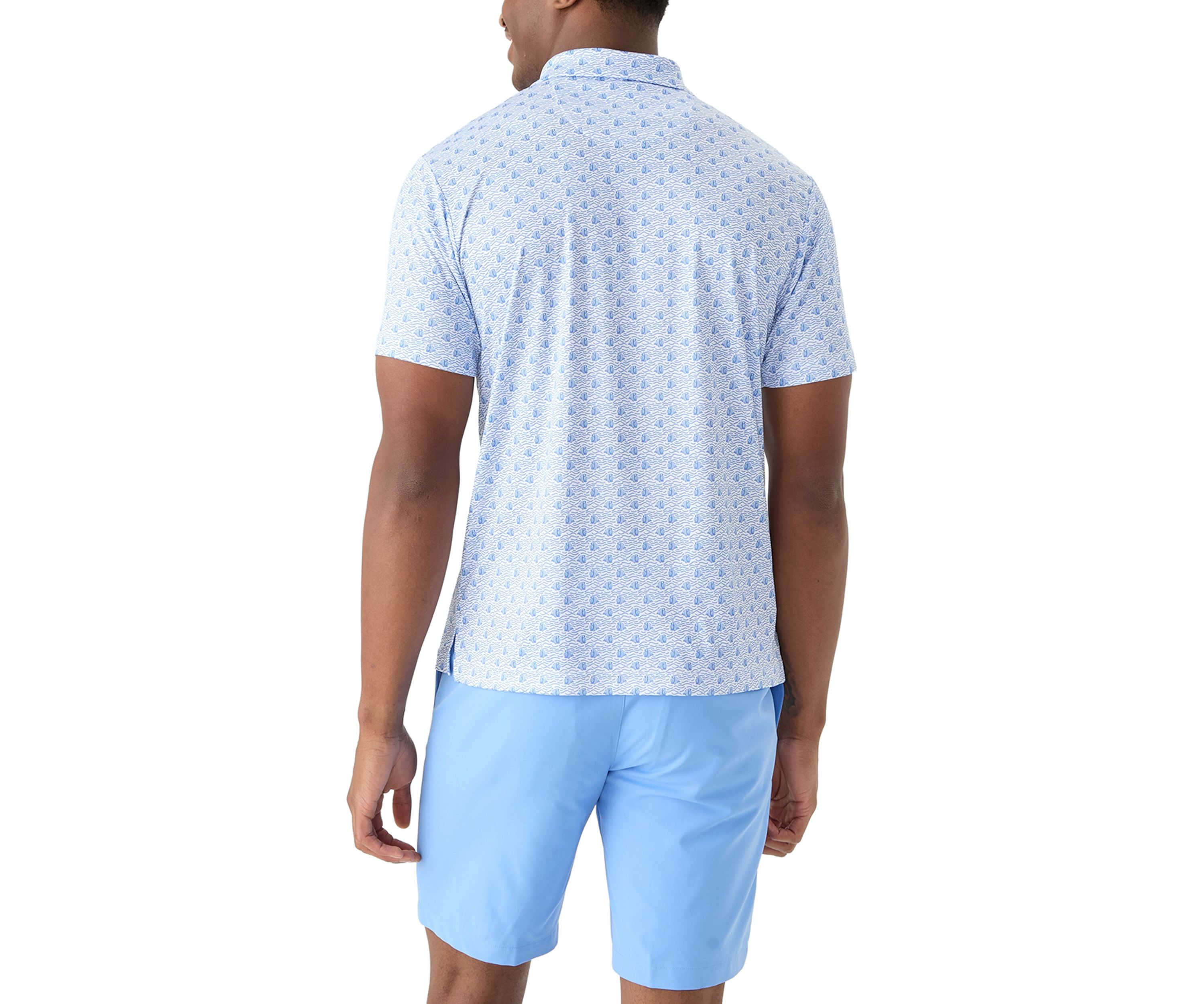 Mens Short Sleeve Angler Fish Print Polo Shirt