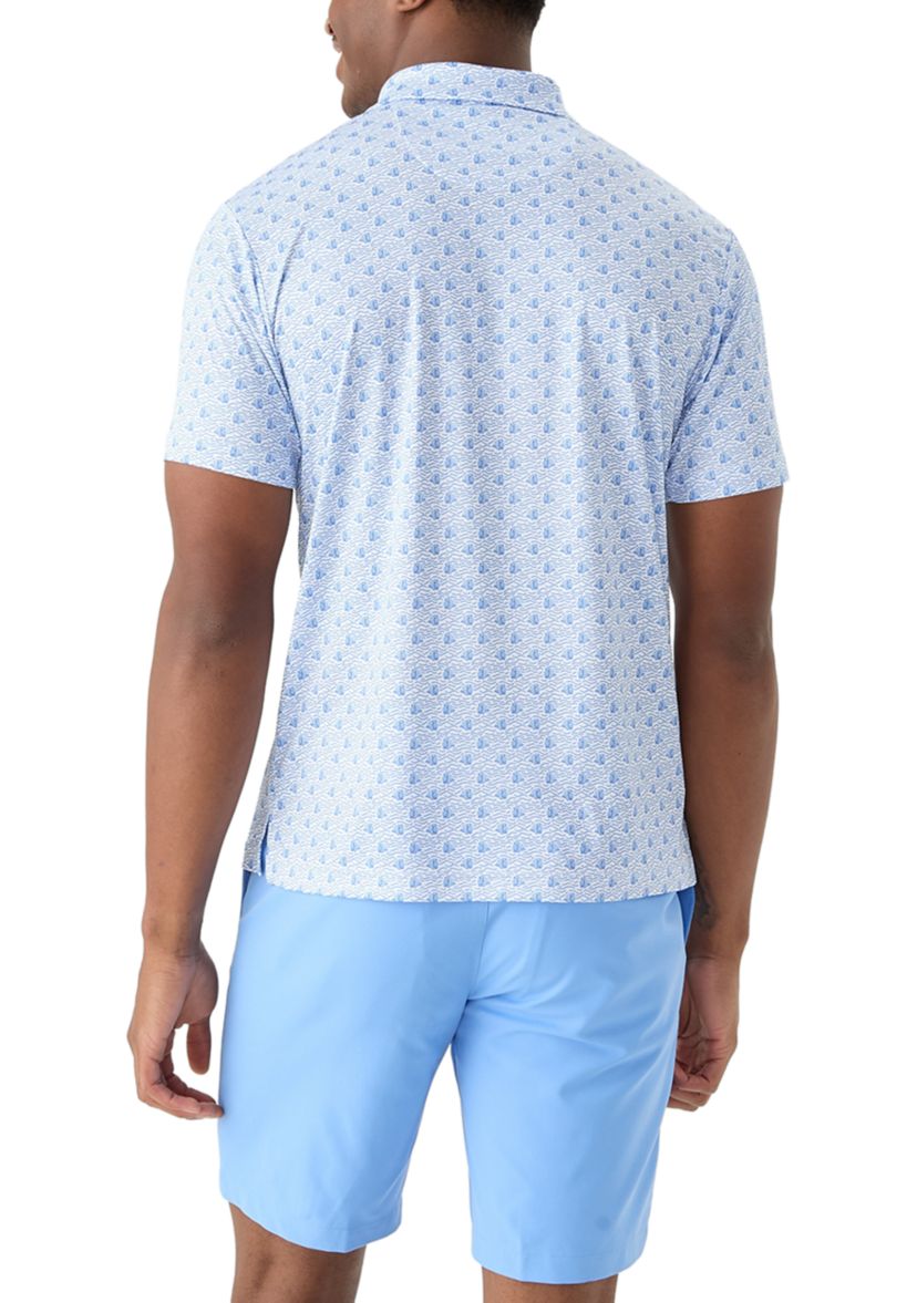Mens Short Sleeve Angler Fish Print Polo Shirt