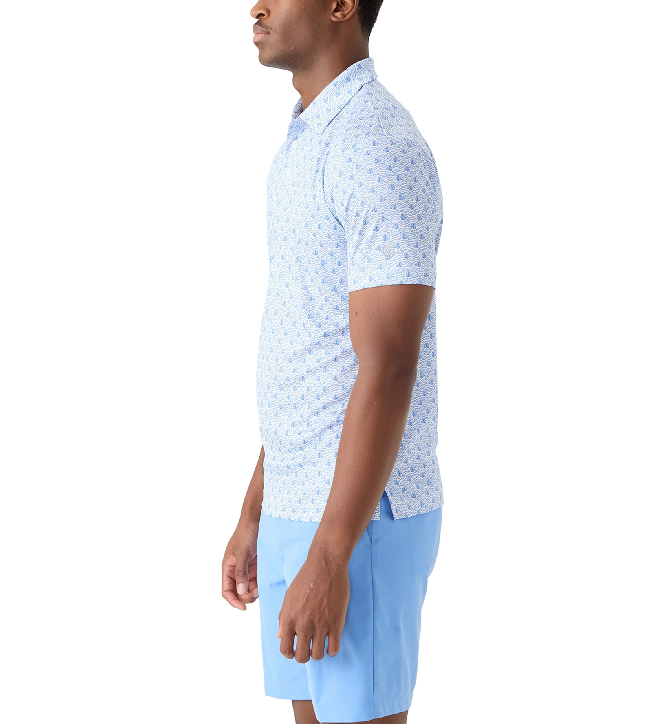 Mens Short Sleeve Angler Fish Print Polo Shirt