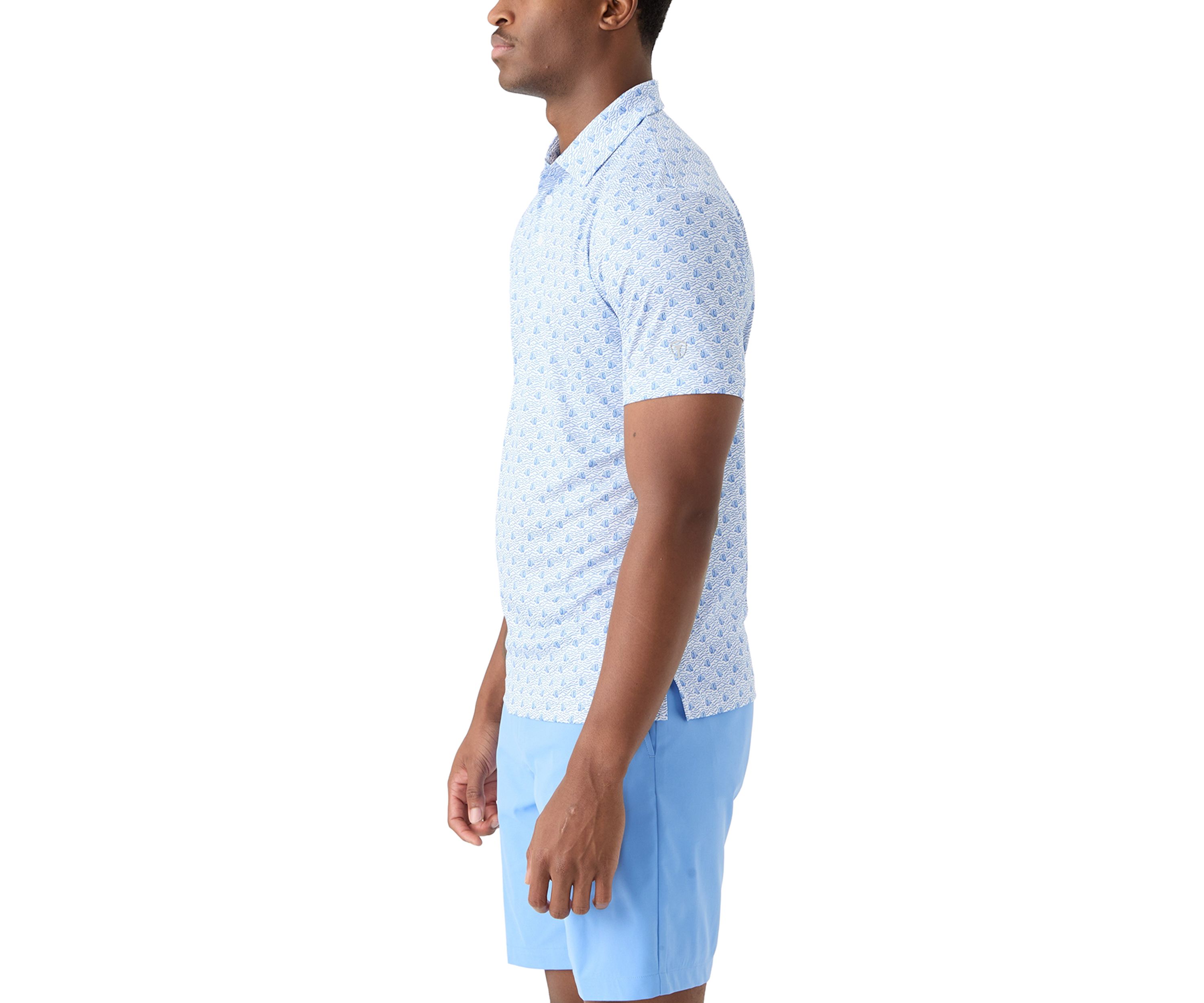 Mens Short Sleeve Angler Fish Print Polo Shirt