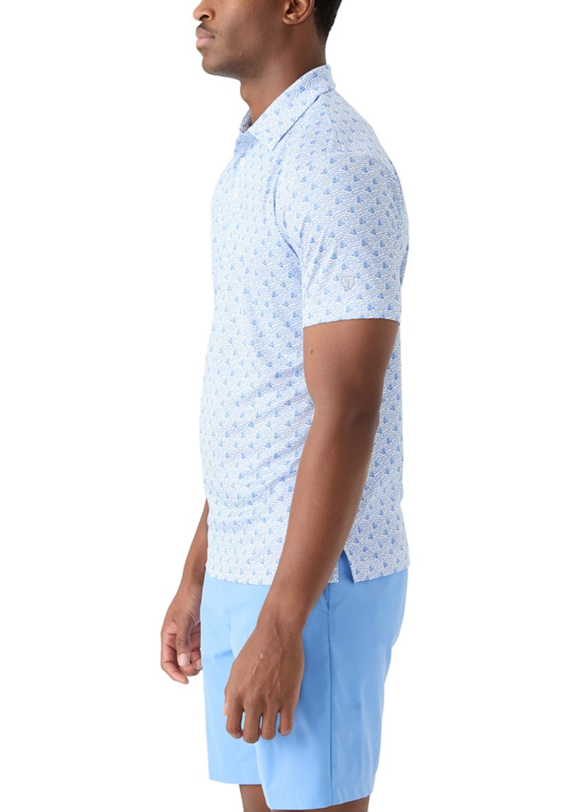Mens Short Sleeve Angler Fish Print Polo Shirt