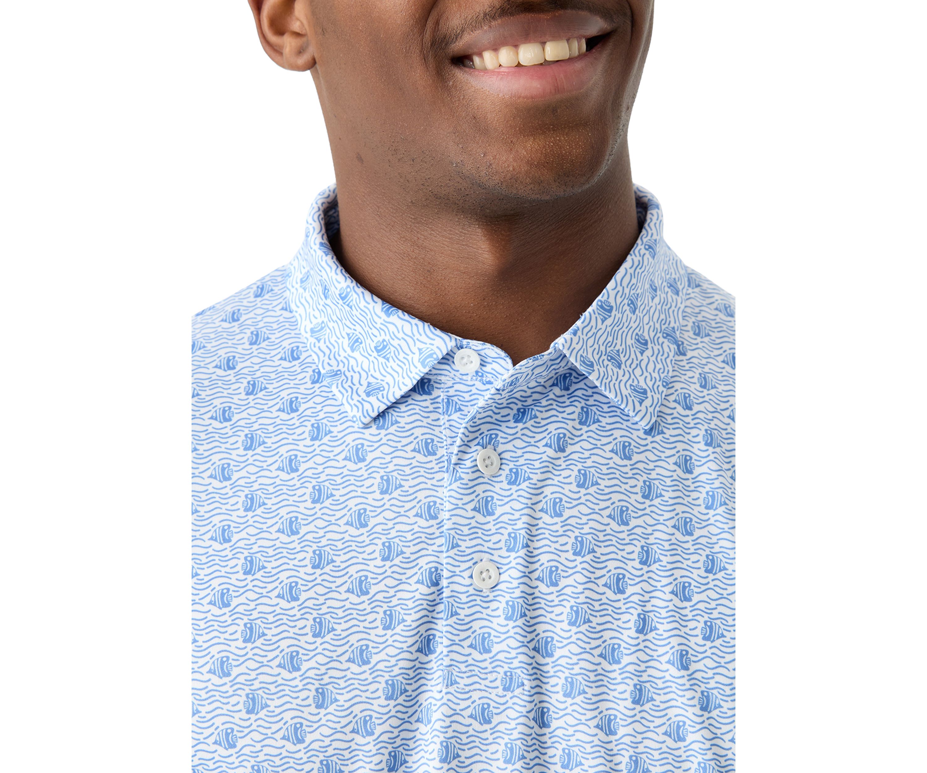 Mens Short Sleeve Angler Fish Print Polo Shirt