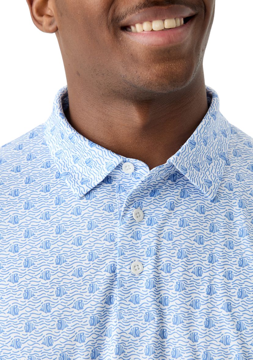Mens Short Sleeve Angler Fish Print Polo Shirt