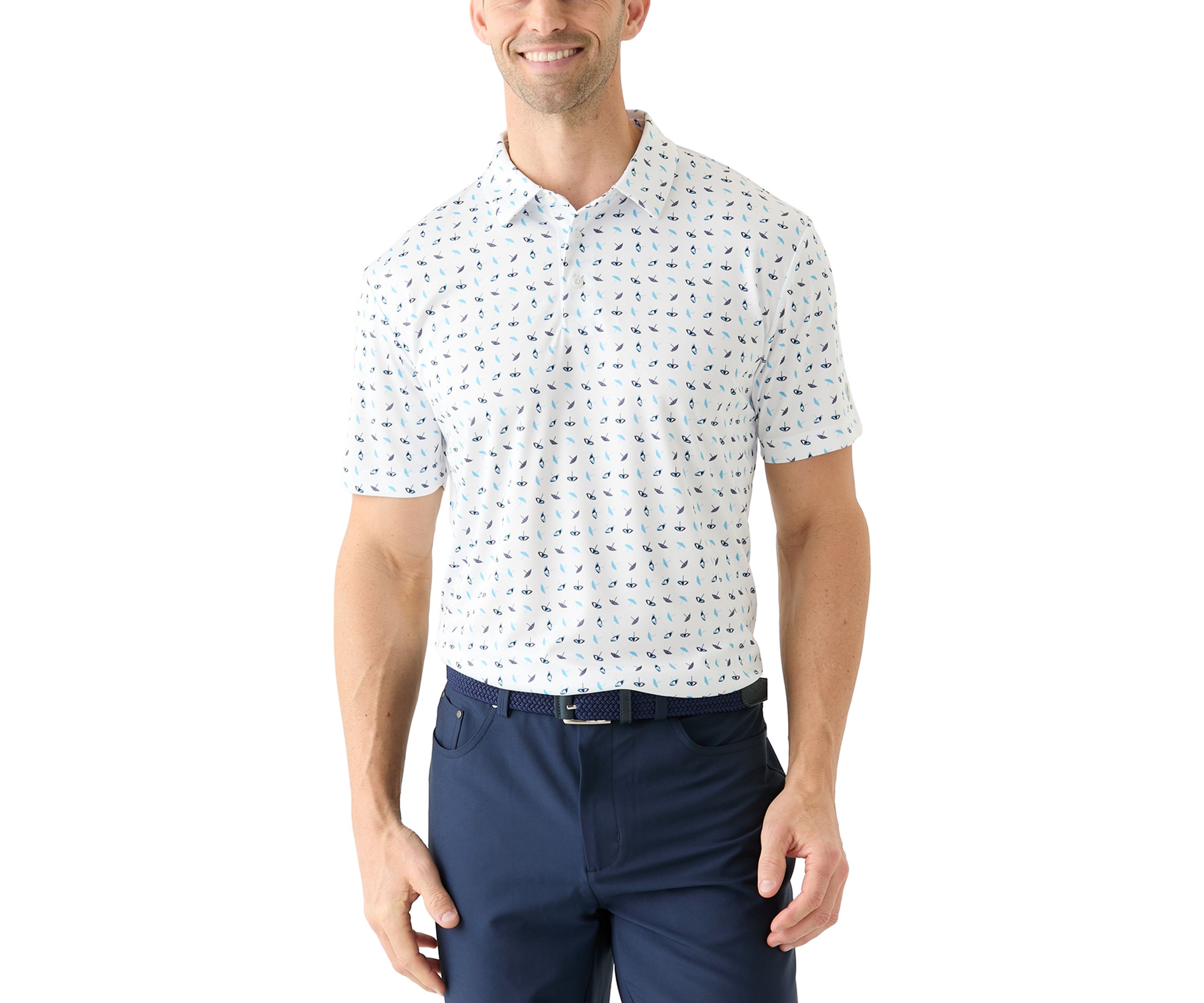Mens Short Sleeve Under the Umbrella Printed Polo Shirt