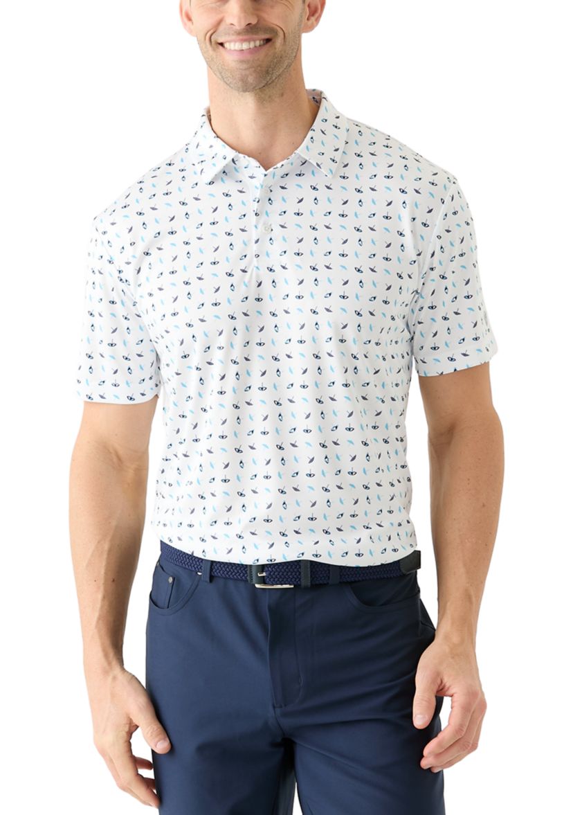 Mens Short Sleeve Under the Umbrella Printed Polo Shirt