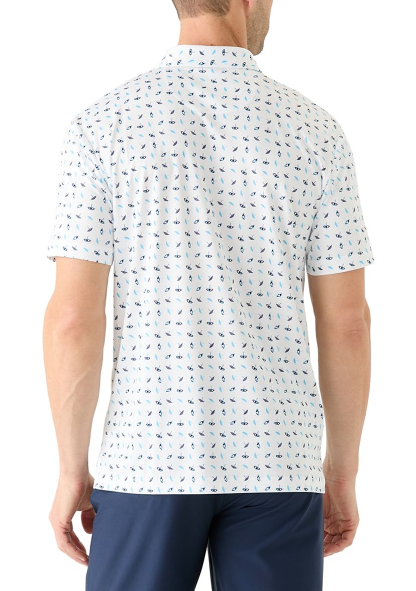 Mens Short Sleeve Under the Umbrella Printed Polo Shirt