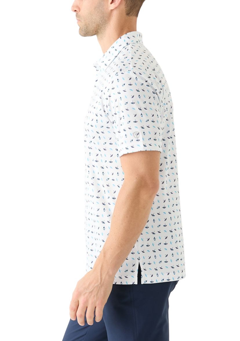 Mens Short Sleeve Under the Umbrella Printed Polo Shirt
