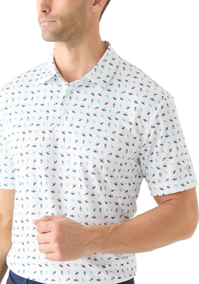 Mens Short Sleeve Under the Umbrella Printed Polo Shirt