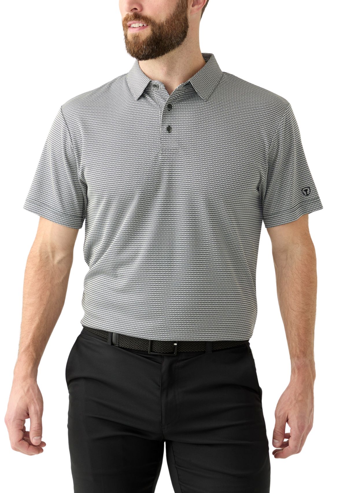 Mens Short Sleeve Jacquard Polo Shirt