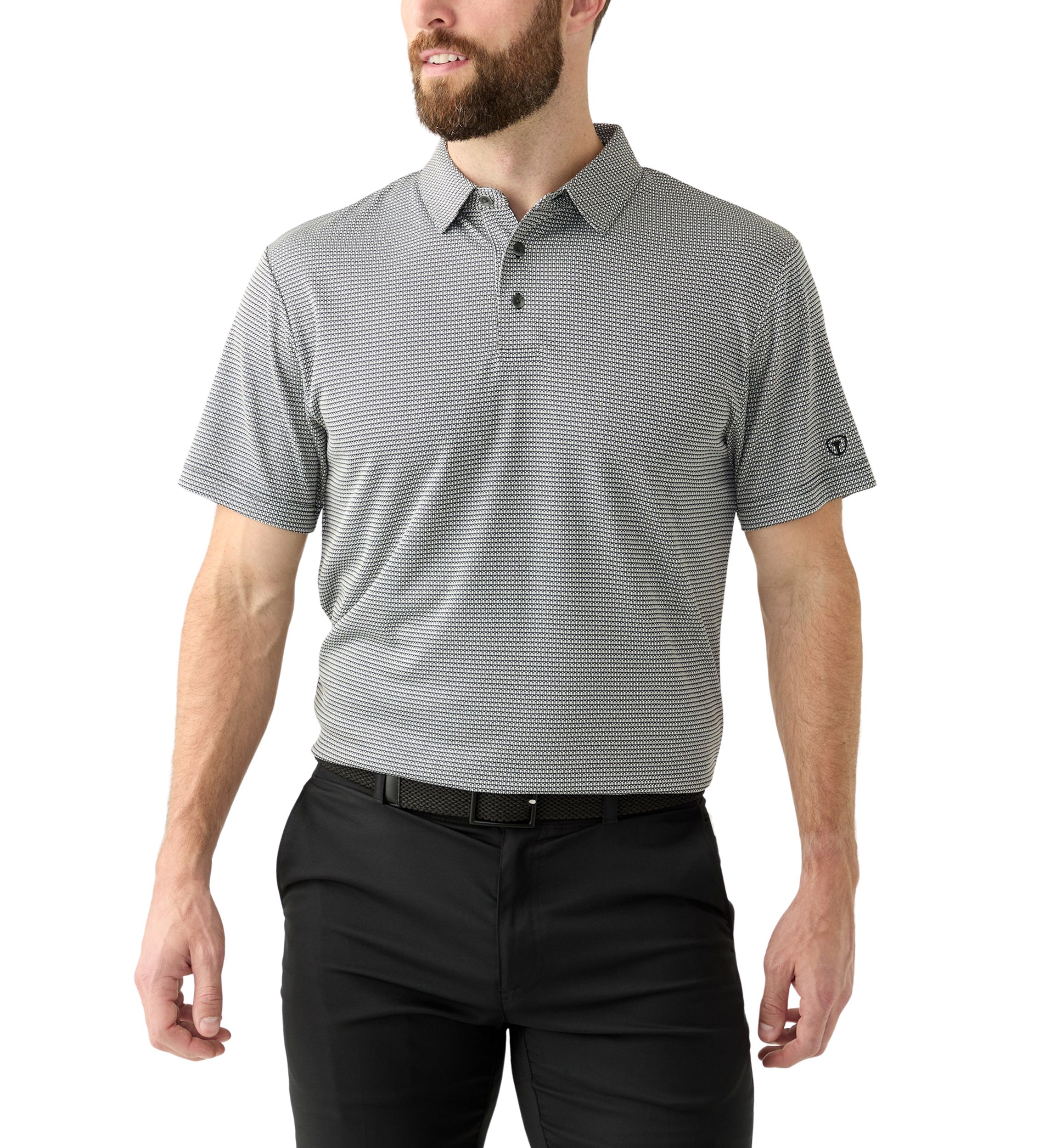 Mens Short Sleeve Jacquard Polo Shirt