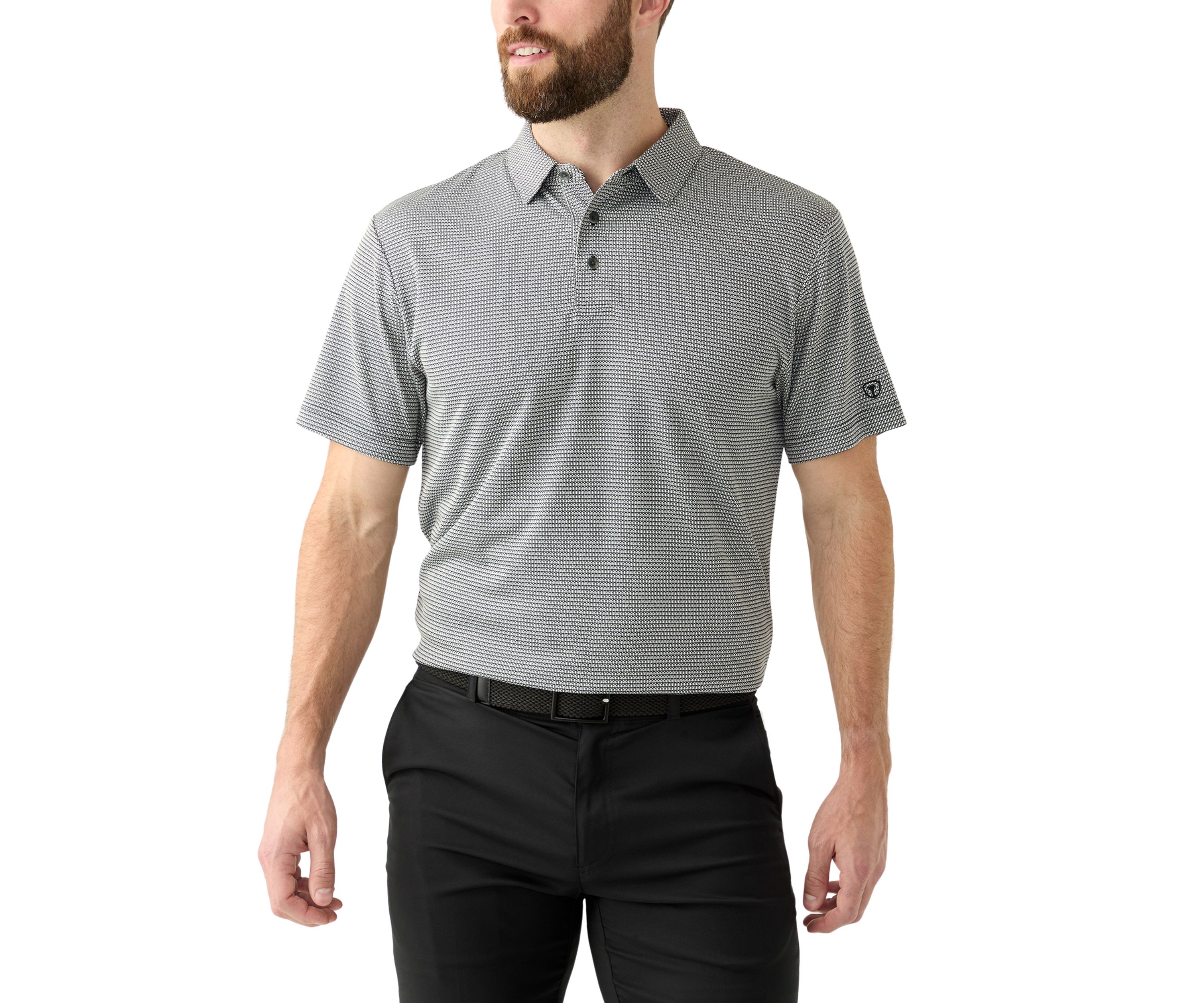 Mens Short Sleeve Jacquard Polo Shirt