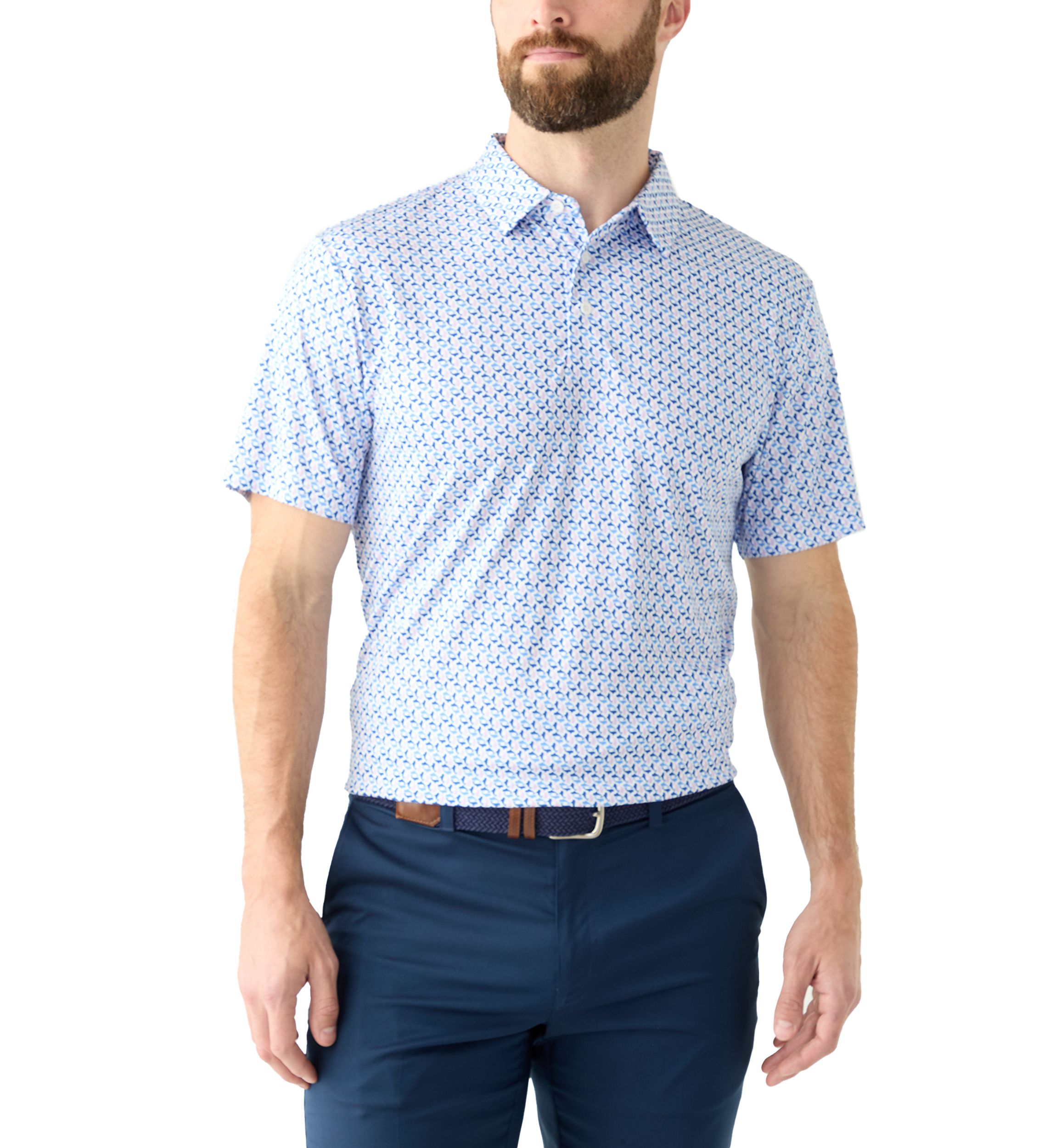 Mens Short Sleeve Party Whale Printed Polo Shirt
