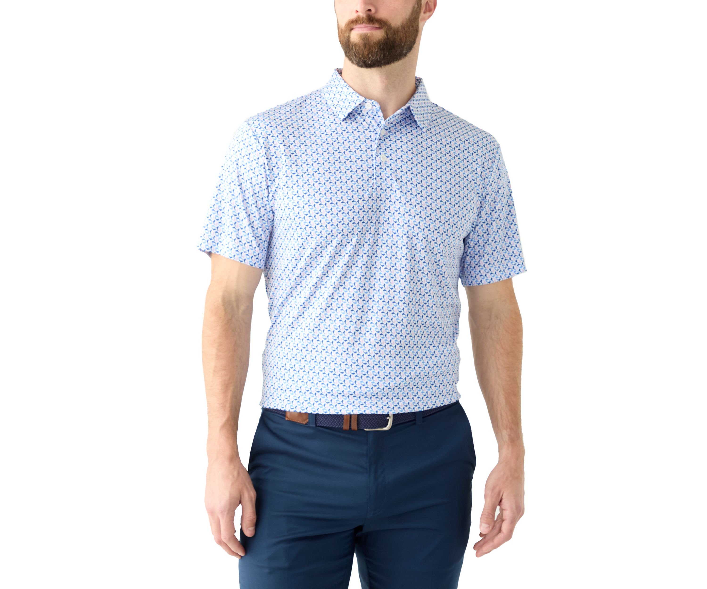 Mens Short Sleeve Party Whale Printed Polo Shirt