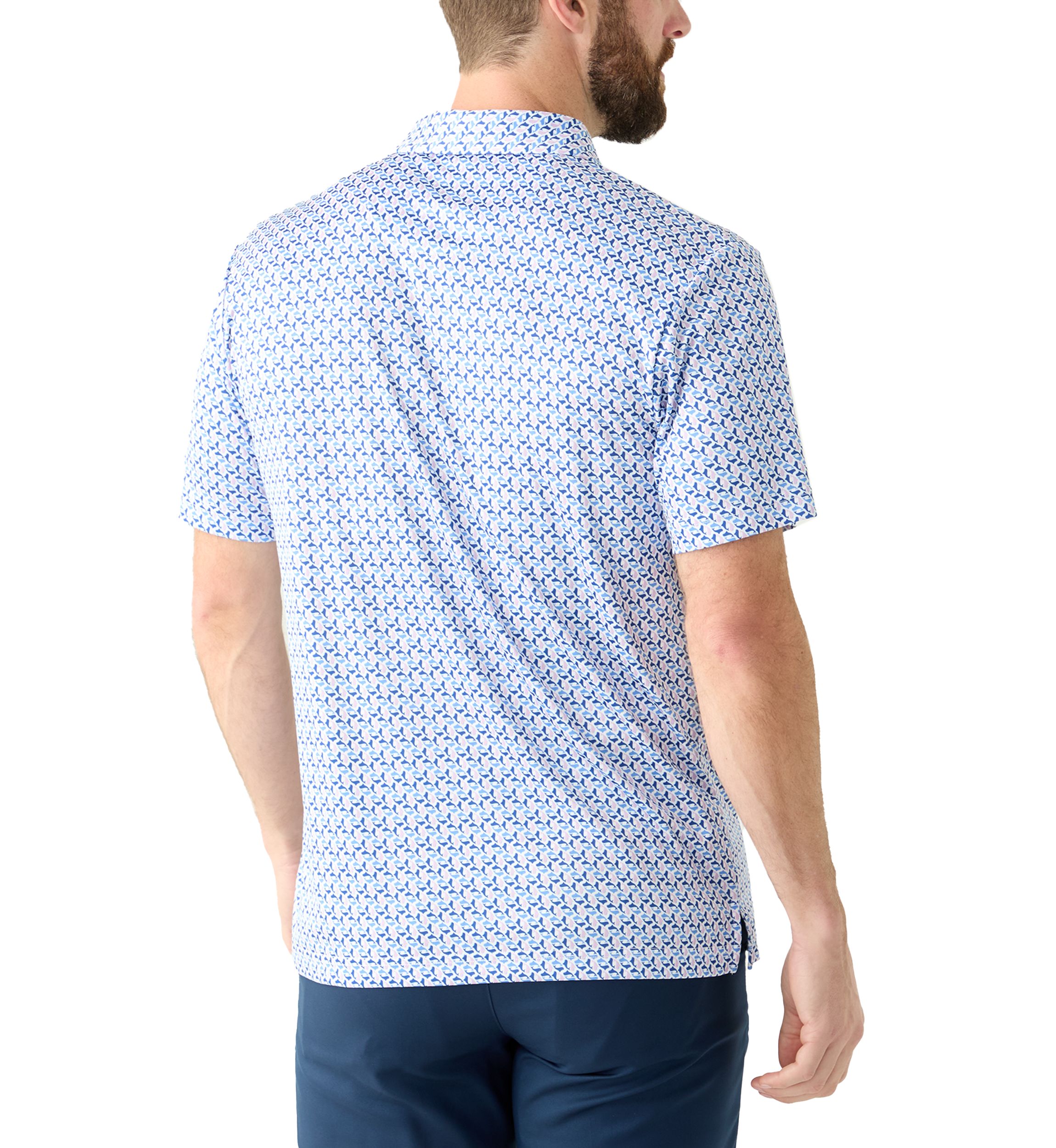 Mens Short Sleeve Party Whale Printed Polo Shirt