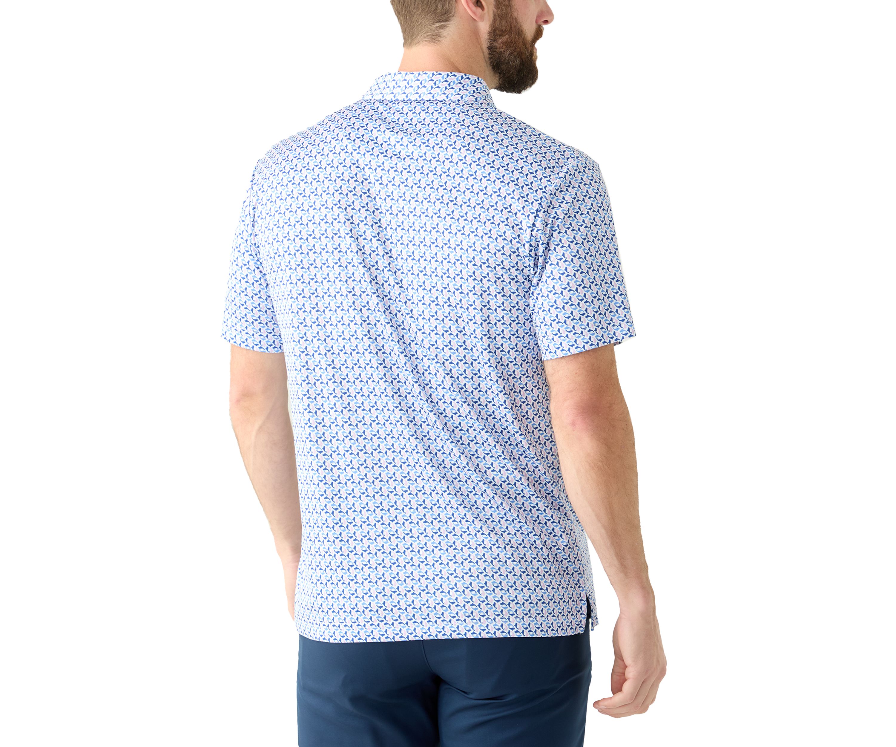 Mens Short Sleeve Party Whale Printed Polo Shirt