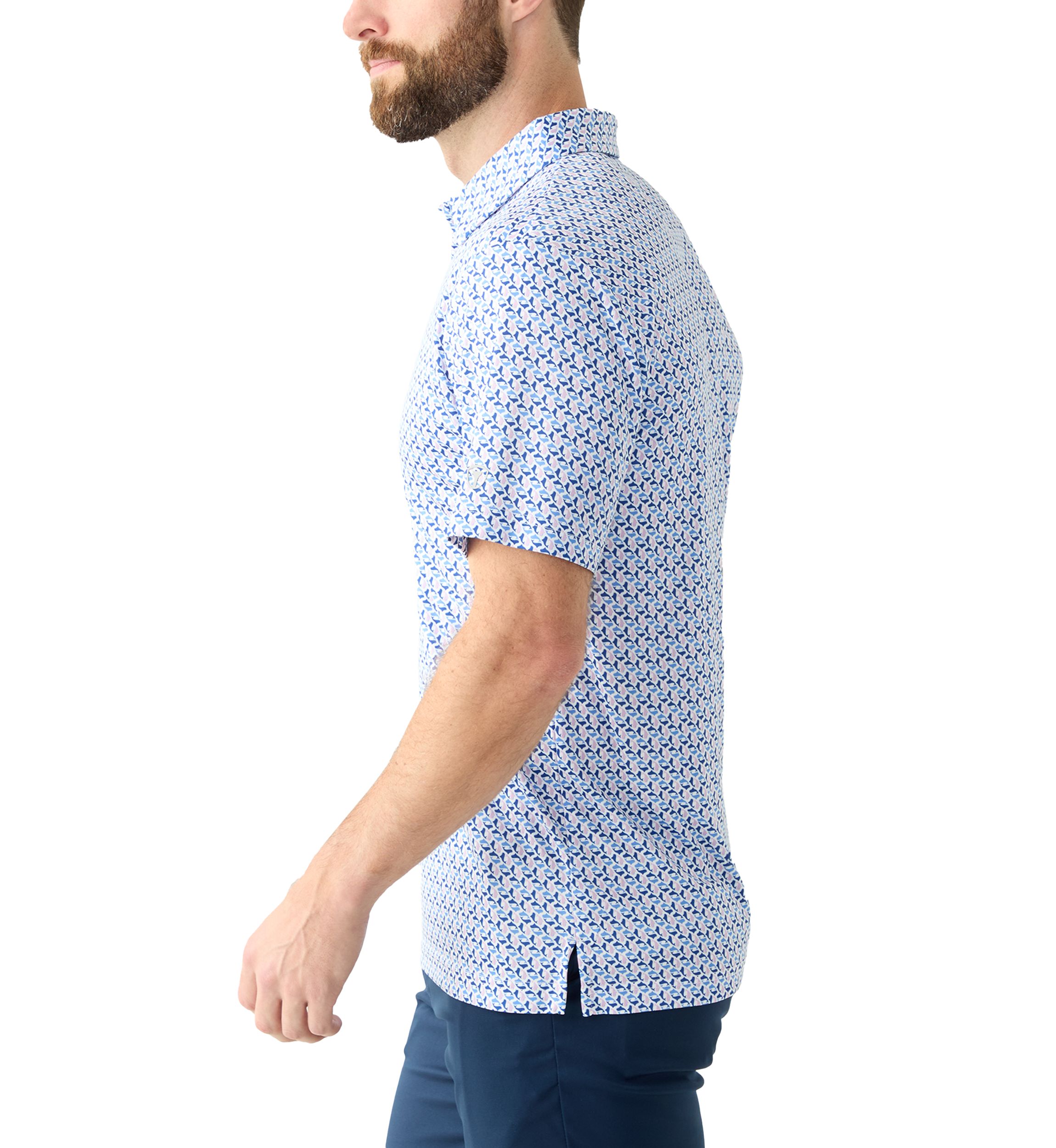 Mens Short Sleeve Party Whale Printed Polo Shirt