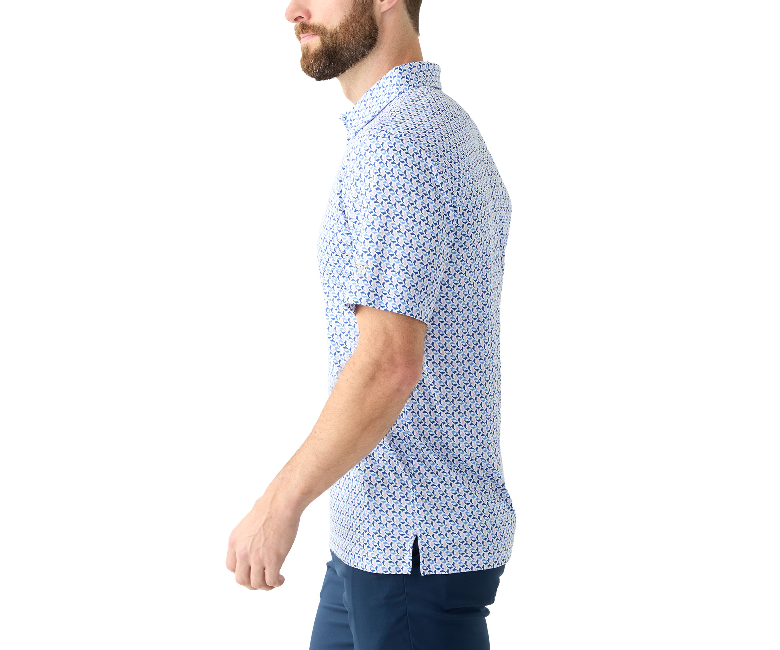 Mens Short Sleeve Party Whale Printed Polo Shirt