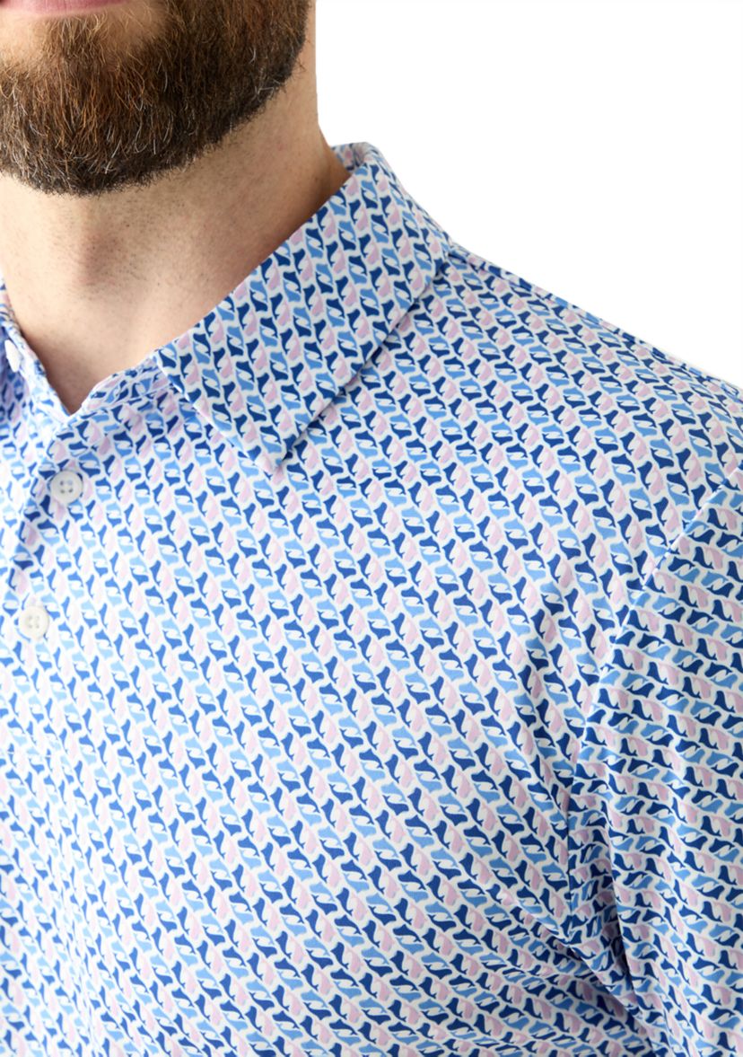 Mens Short Sleeve Party Whale Printed Polo Shirt