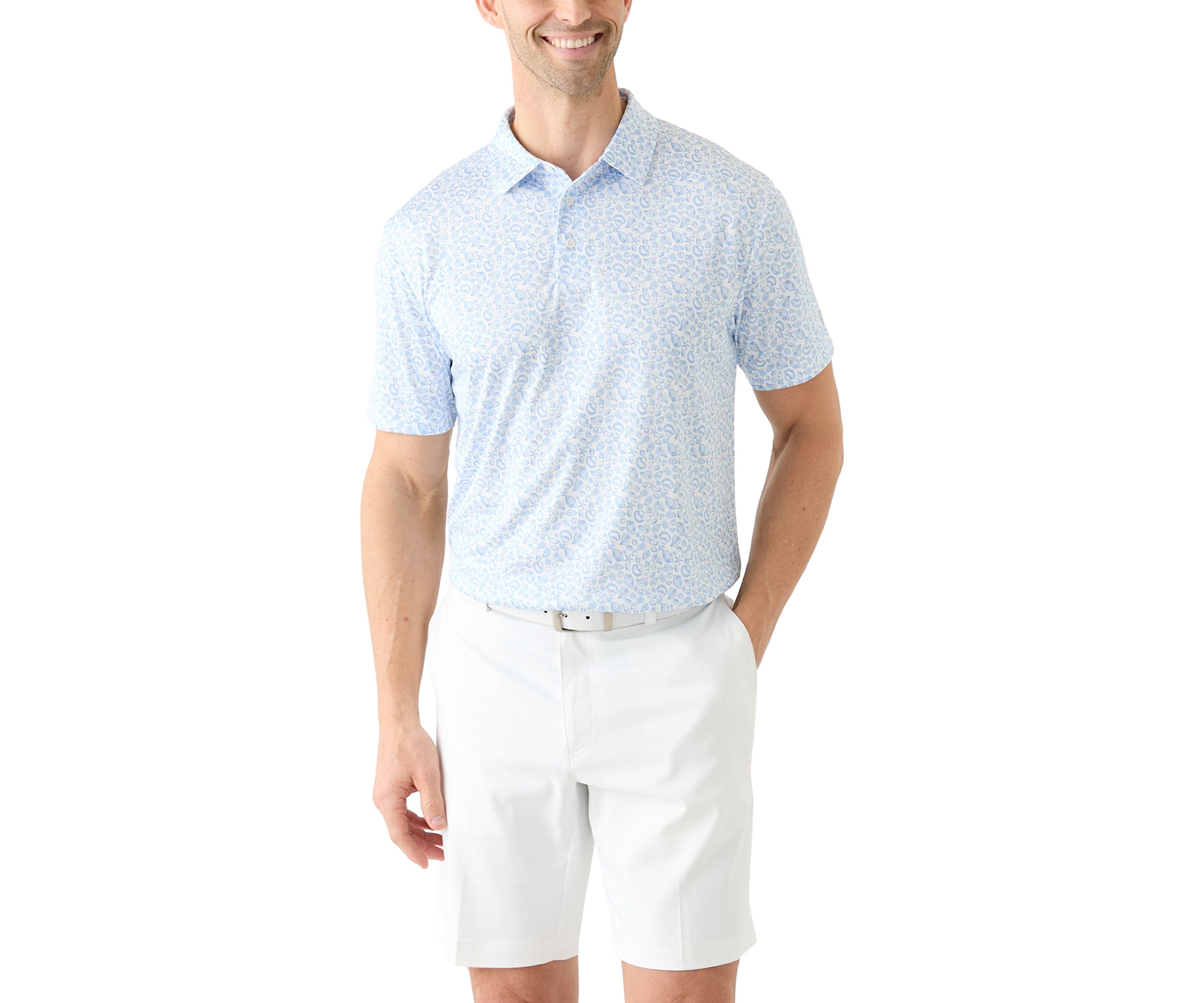 Mens Short Sleeve Shell Printed Polo Shirt