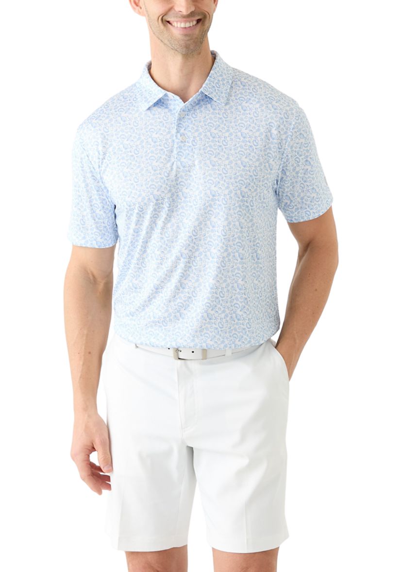 Mens Short Sleeve Shell Printed Polo Shirt
