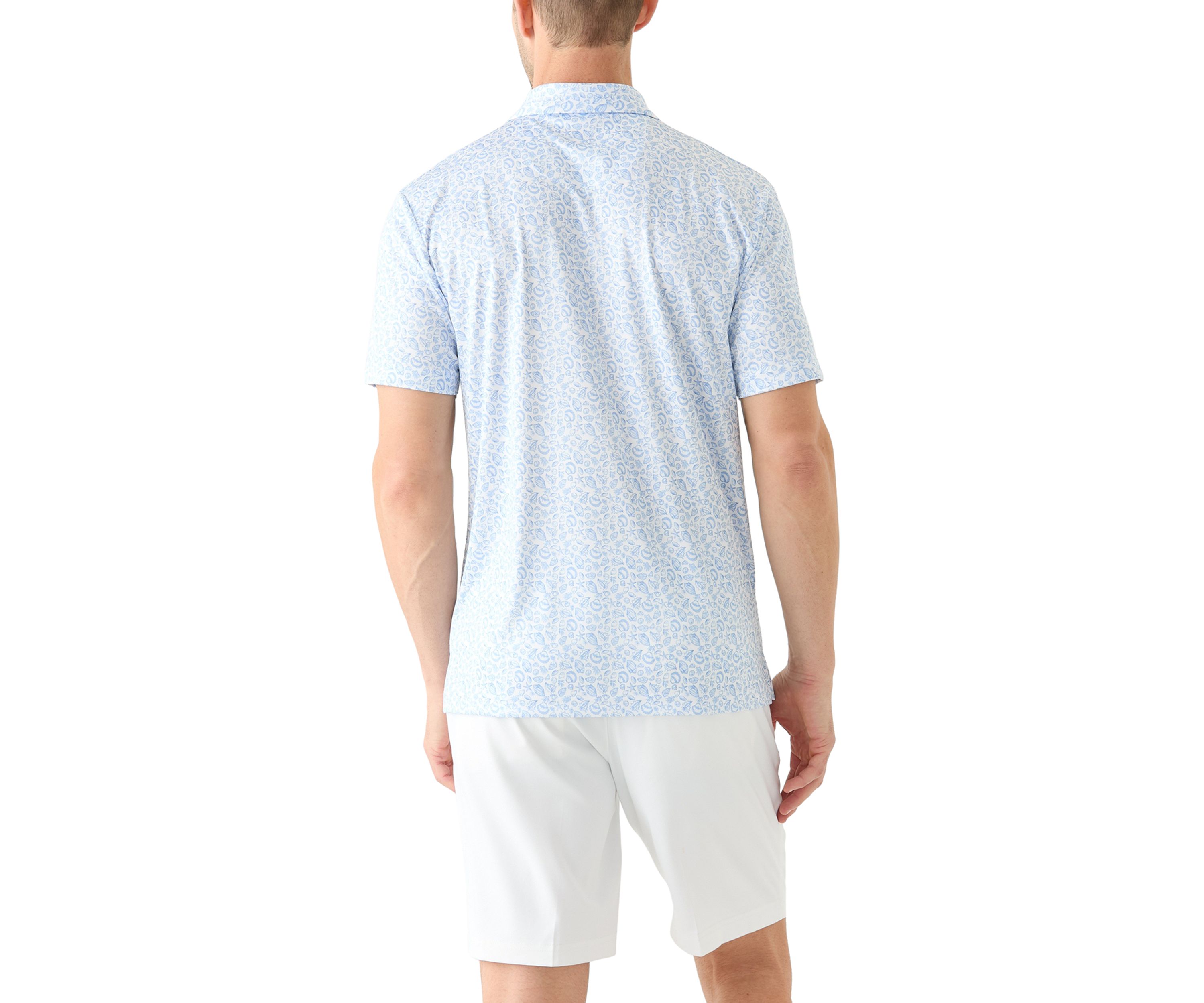 Mens Short Sleeve Shell Printed Polo Shirt