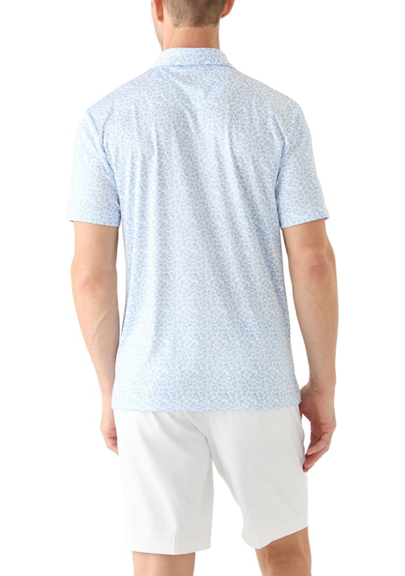 Mens Short Sleeve Shell Printed Polo Shirt