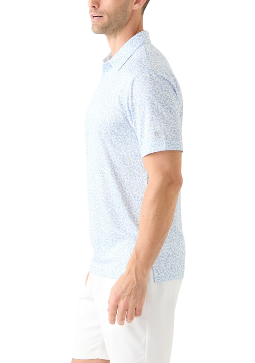 Mens Short Sleeve Shell Printed Polo Shirt