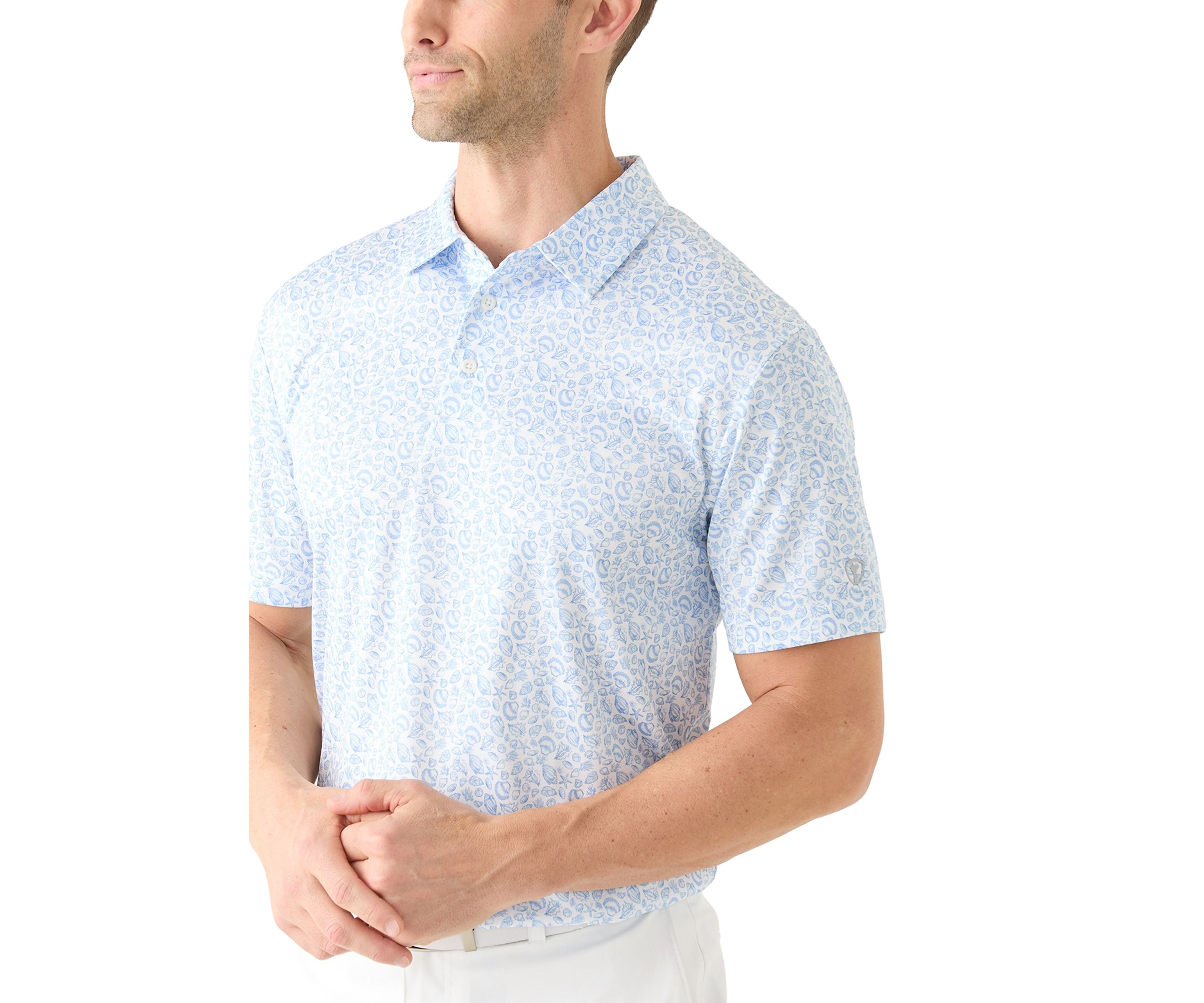 Mens Short Sleeve Shell Printed Polo Shirt