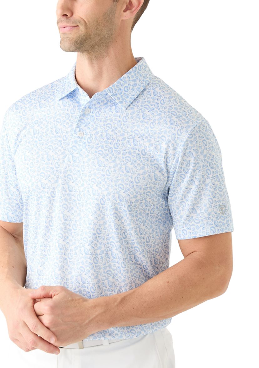 Mens Short Sleeve Shell Printed Polo Shirt