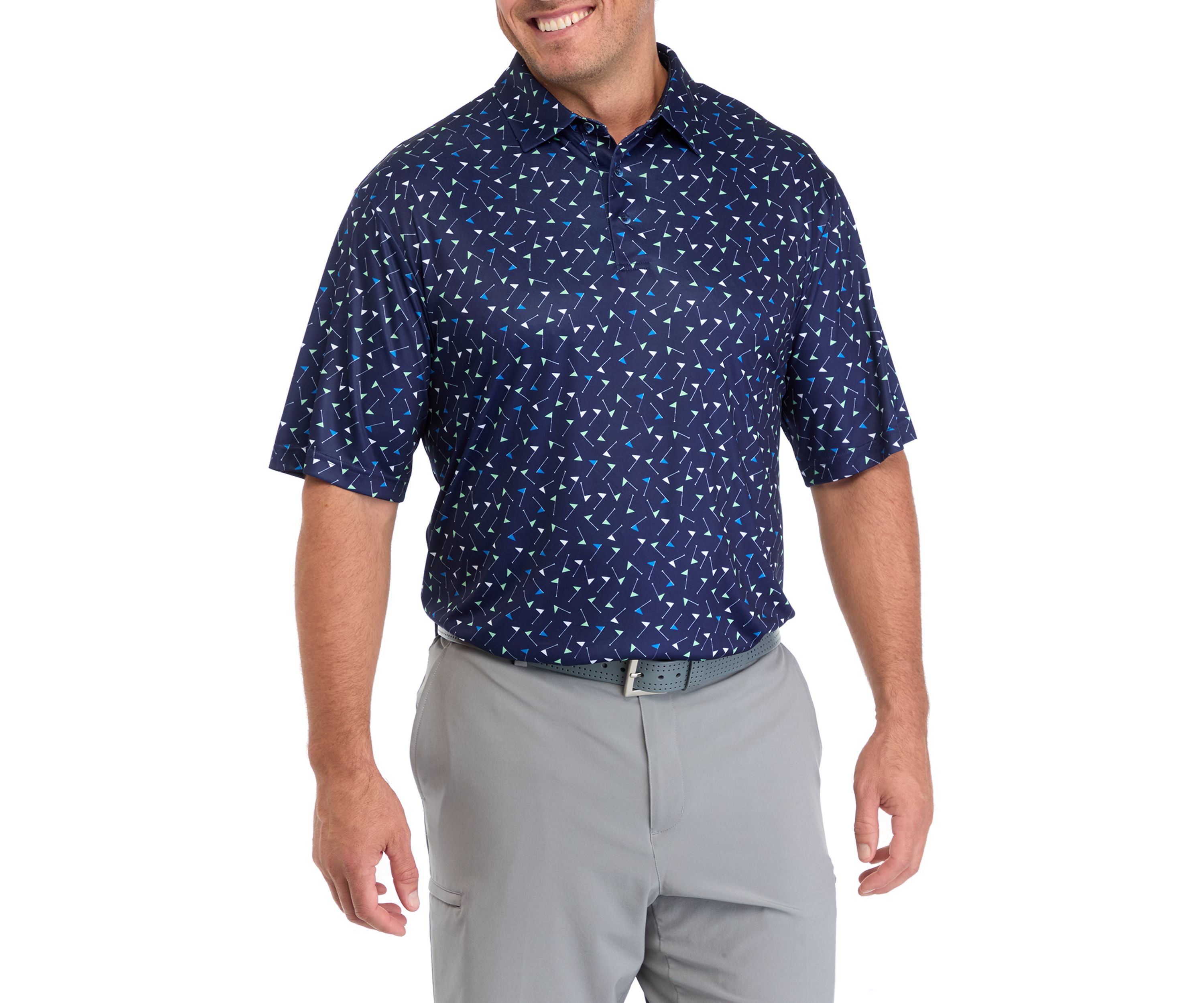 Big & Tall Short Sleeve Multicolor Flag Printed Polo Shirt