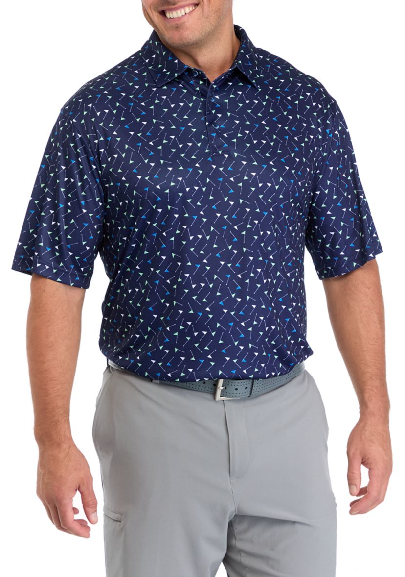 Big & Tall Short Sleeve Multicolor Flag Printed Polo Shirt
