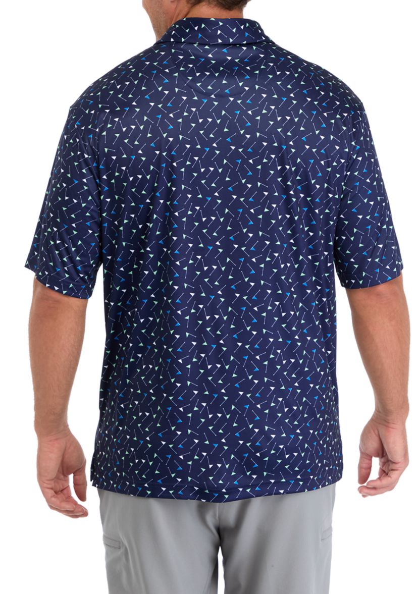 Big & Tall Short Sleeve Multicolor Flag Printed Polo Shirt