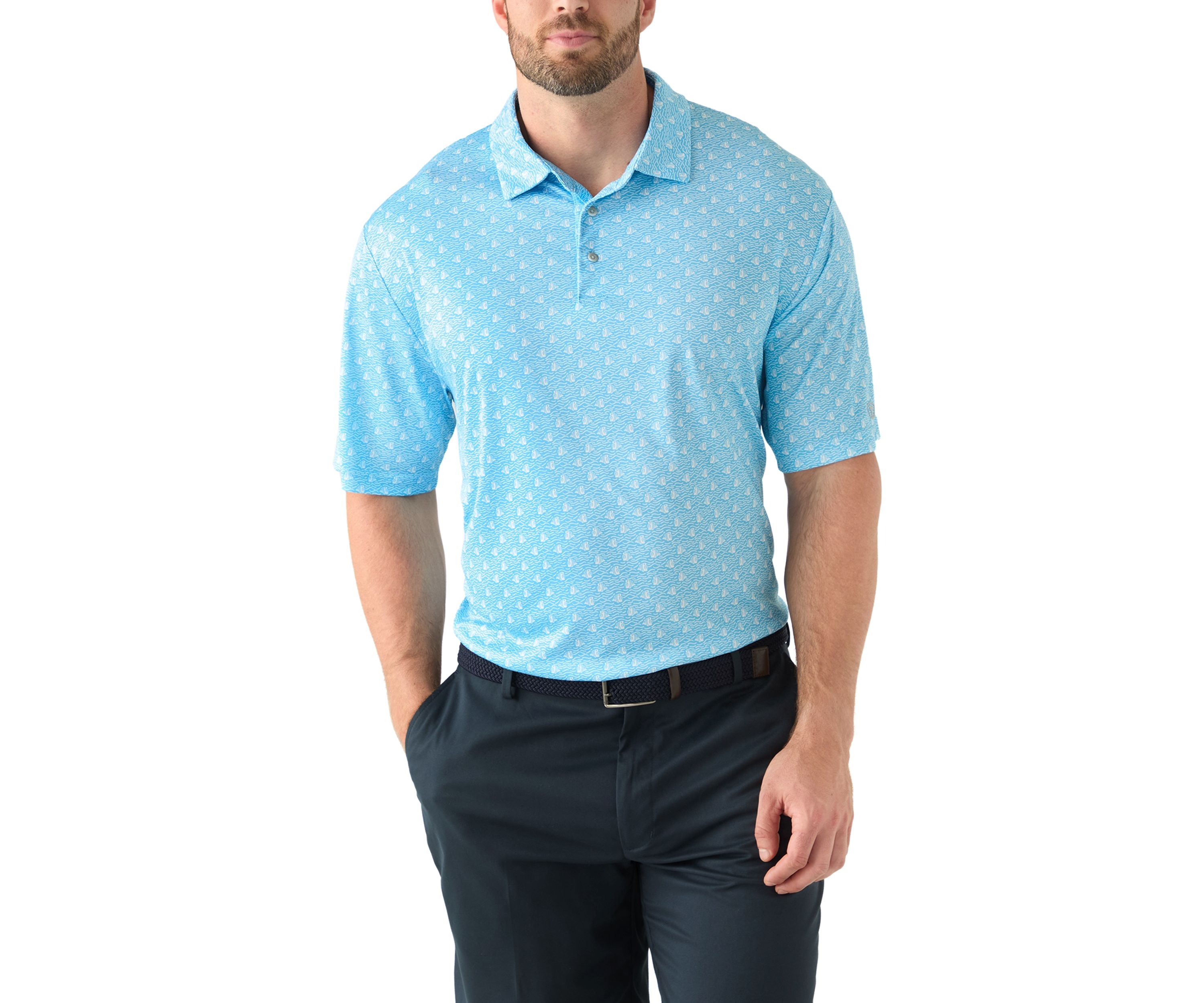 Big & Tall Short Sleeve Angel Fish Printed Polo Shirt